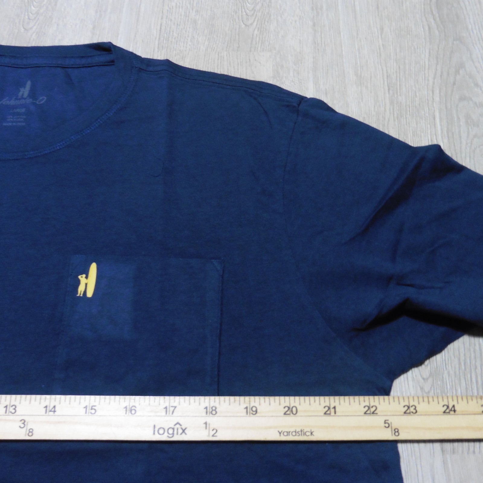 JOHNNIE O Mens L LARGE T SHIRT WAVE RIDER NAVY BLUE YELLOW DALE 2.0 GOLF TEE gallery