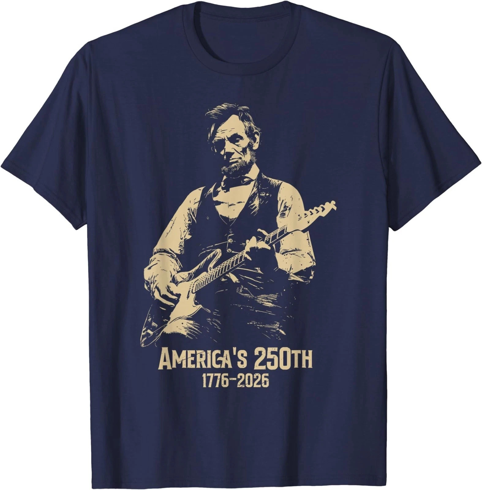Abraham Lincoln Guitar Shirt America 250 Patriotic Rock Graphic Tee