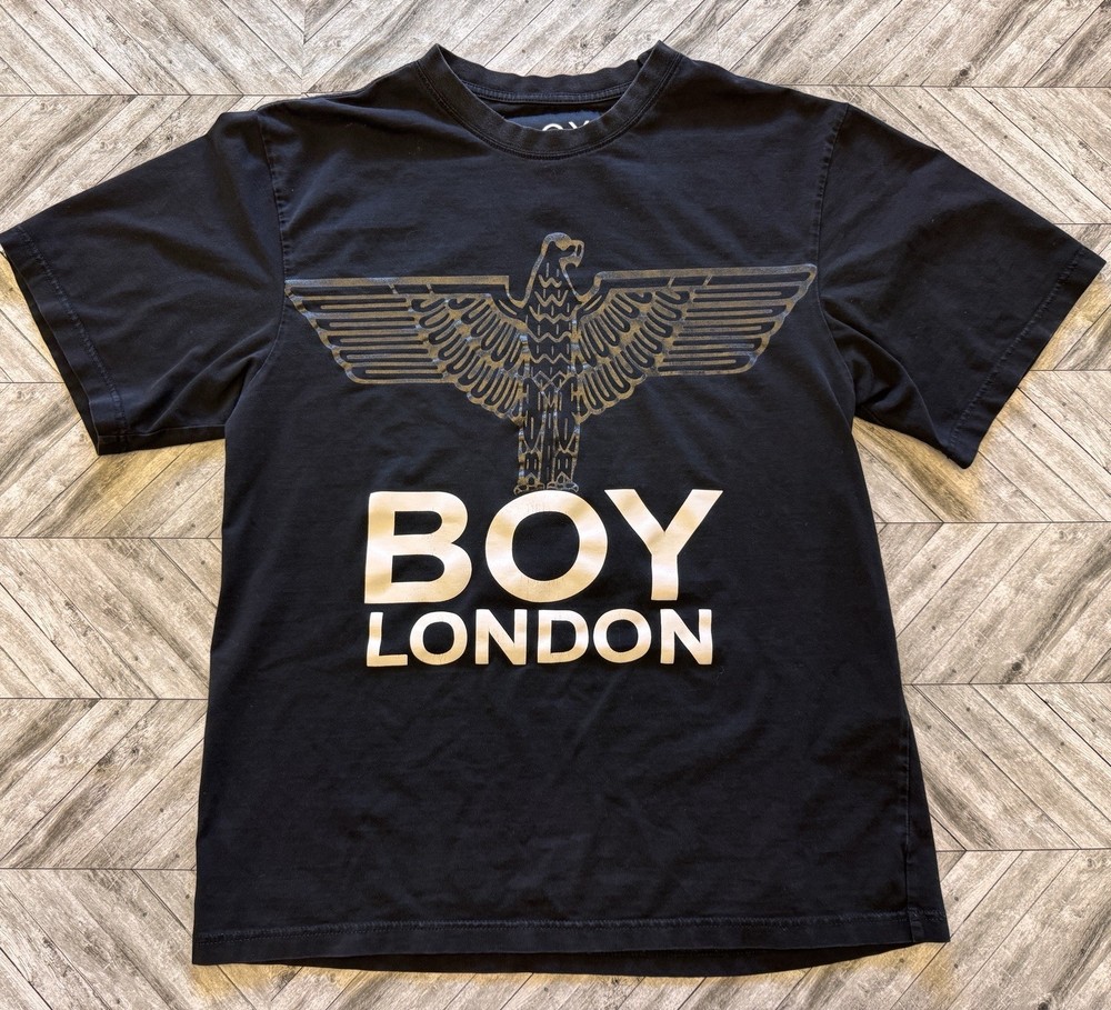 Boy London T-Shirt Mens Small Black Eagle Punk Y2K Streetwear Urban Hip Hop Logo