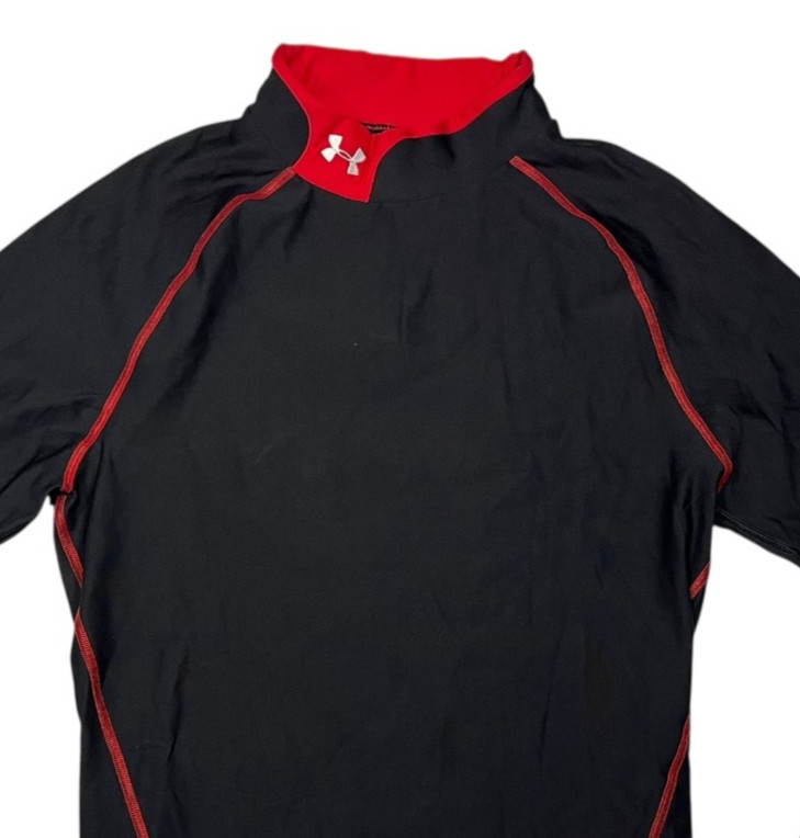 UNDER ARMOUR Black/Red Nylon/Spandex COLDGEAR MOCK-TURTLENECK Gym Shirt Men XXL gallery