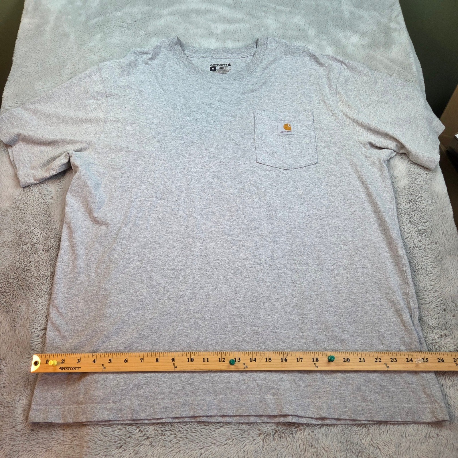 Carhartt Tee Mens XL Loose Fit Short Sleeve Pocket Heather Gray 100% Cotton gallery