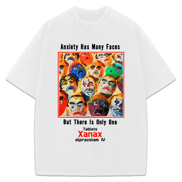 Xanax Anxiety Has Many Faces T-Shirt Vintage AD Retro Custom Graphic Tee gallery