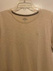 Hollister Men’s Size Medium Heather Tan Burnout print small bird rolled hem NWOT