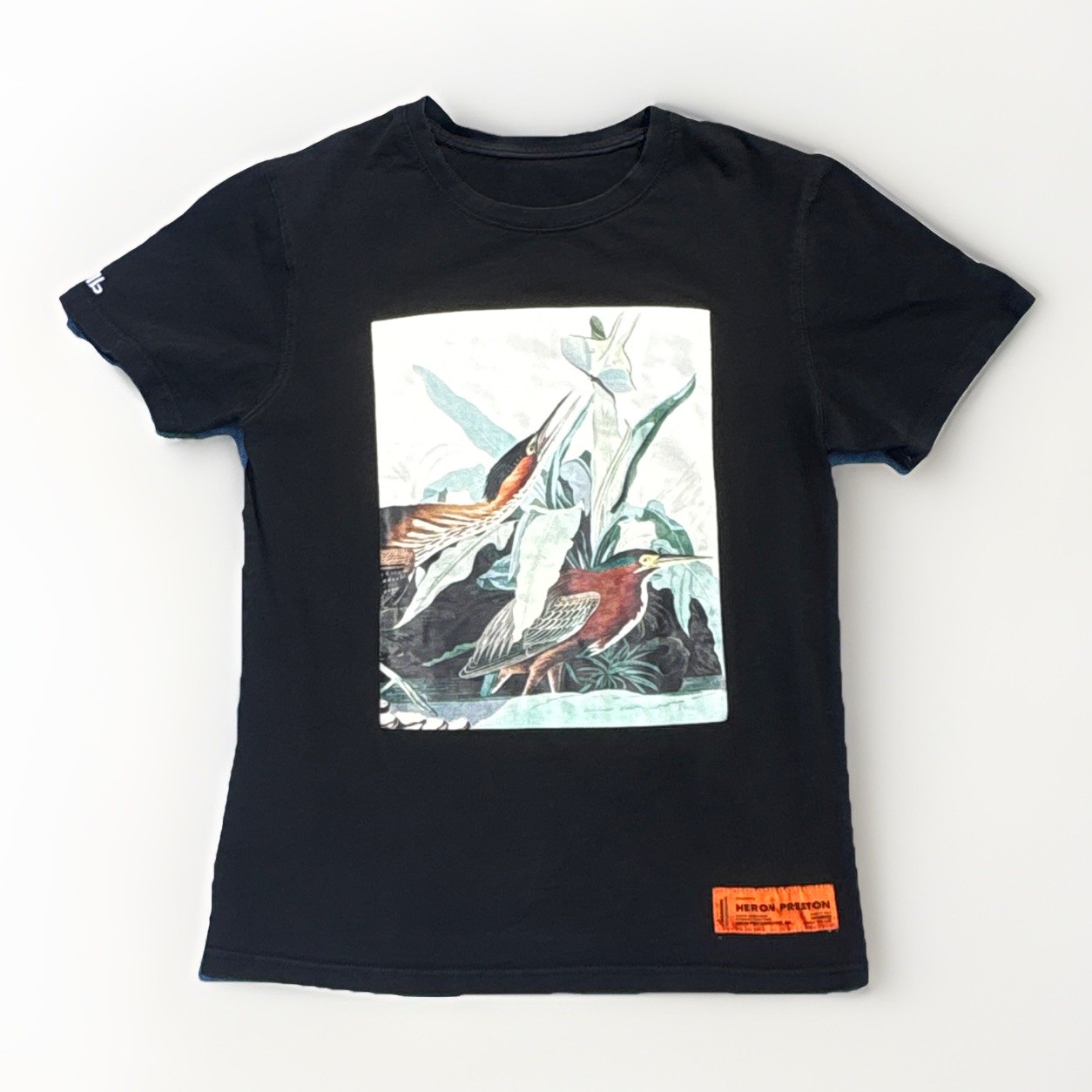 Heron Preston Green Heron Graphic T-Shirt Black Cotton Streetwear Size S/M gallery