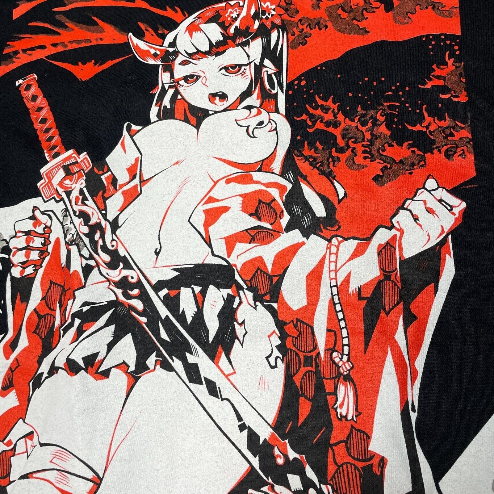 Spencers Bad Habits Shirt Men Large Katana Anime Black Short Sleeve Waifu Top gallery