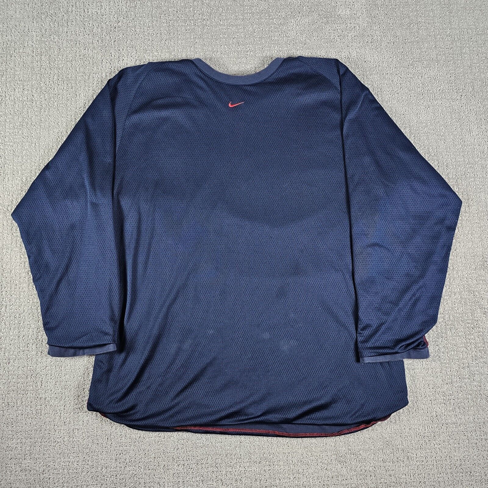 VTG Nike Reversible Long Sleeve Shirt Mens XL Blue Center Swoosh Y2K Spellout gallery