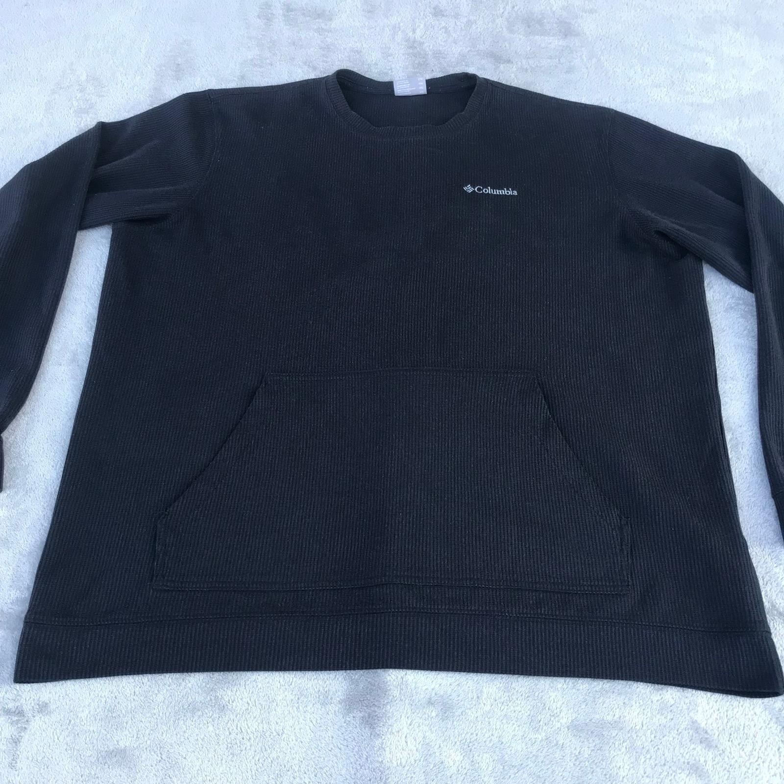 Columbia BLK Waffle Thermal Long Sleeve Kangaroo Pocket Black Shirt Men XXL gallery
