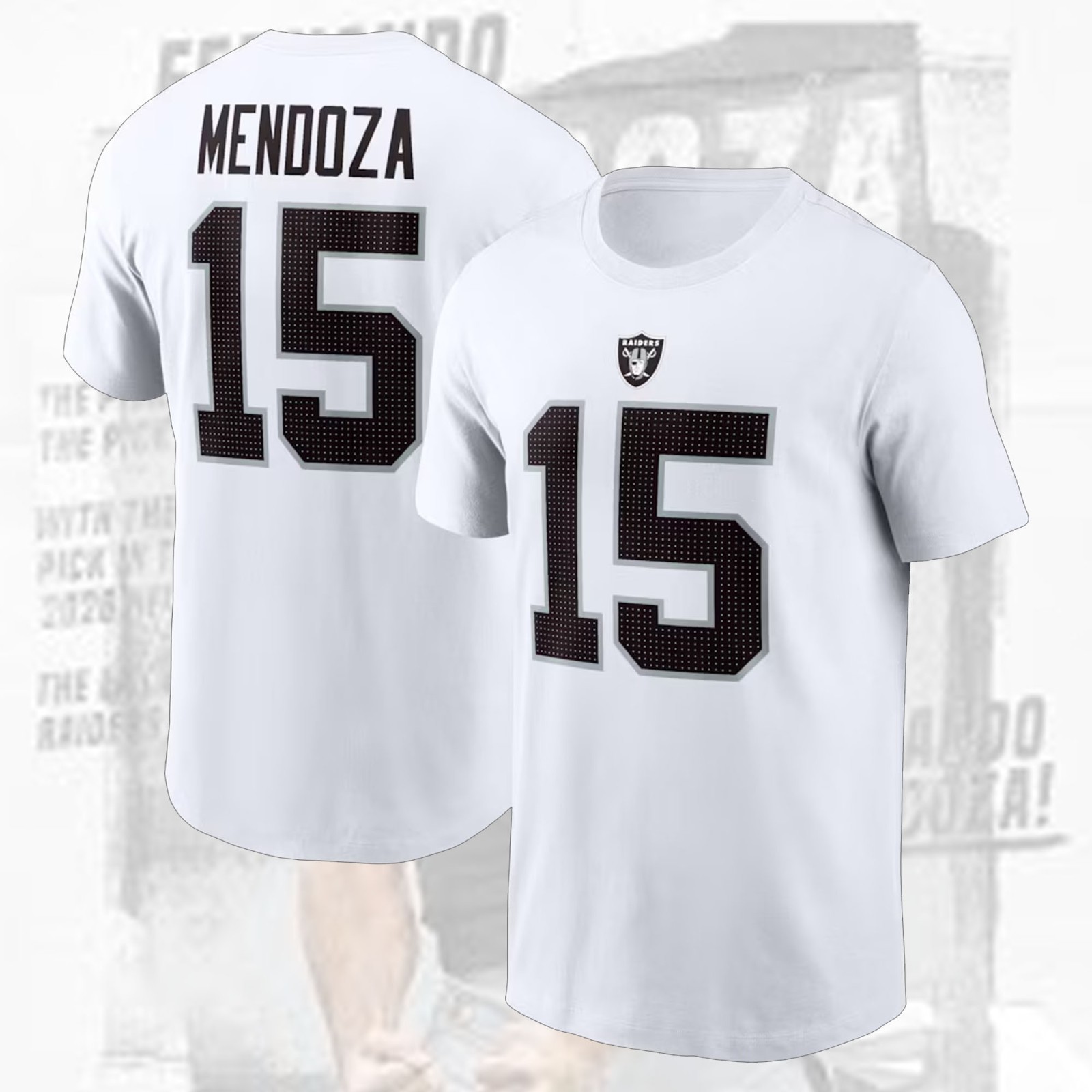 NEW ITEM! Fernando Mendoza #15 Las Ve.gas Raiders 2026 Name & Number Fan Gifts