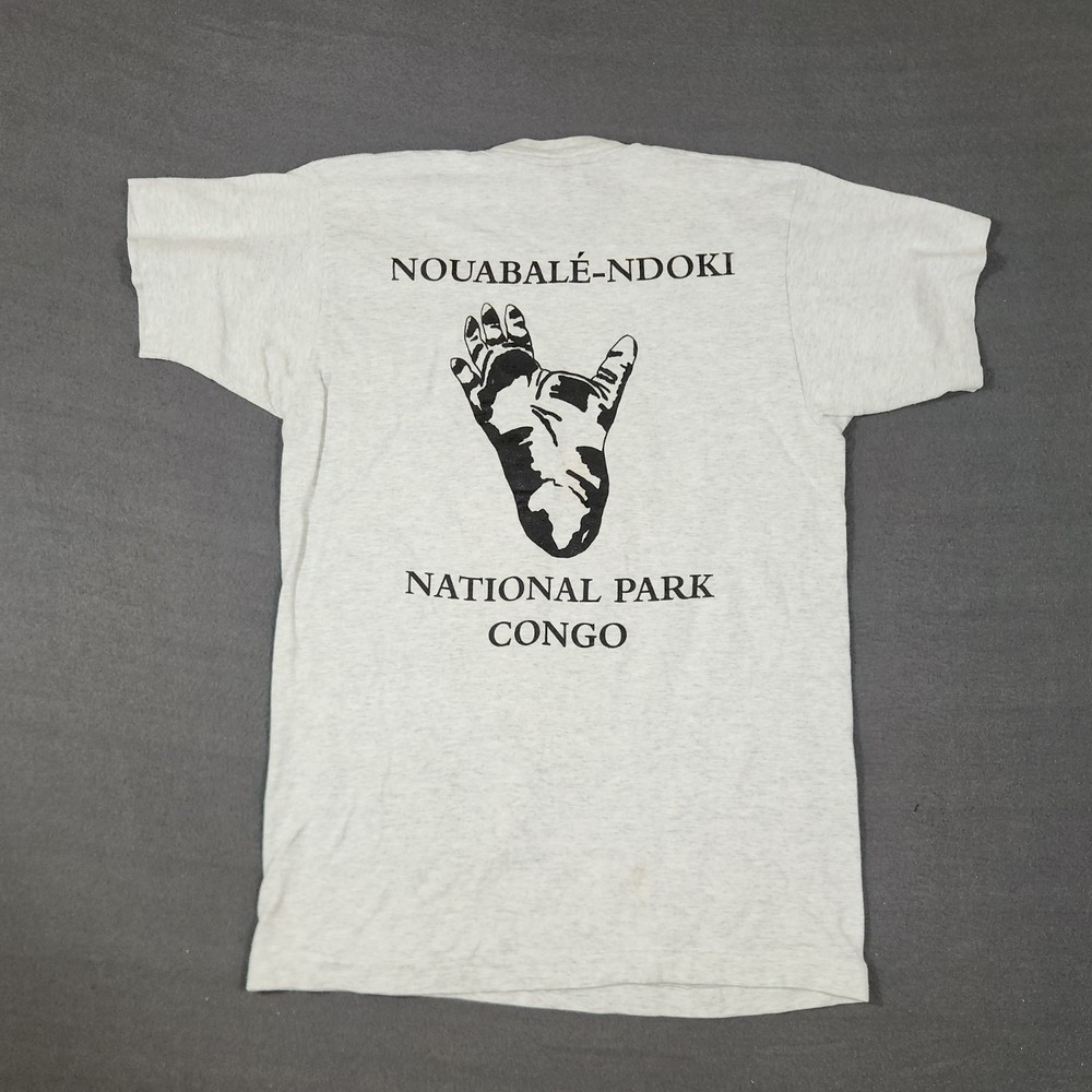 Vintage Y2K MBELI BAI Congo Gorilla Shirt Mens L Gray Pocket Single-Stitch