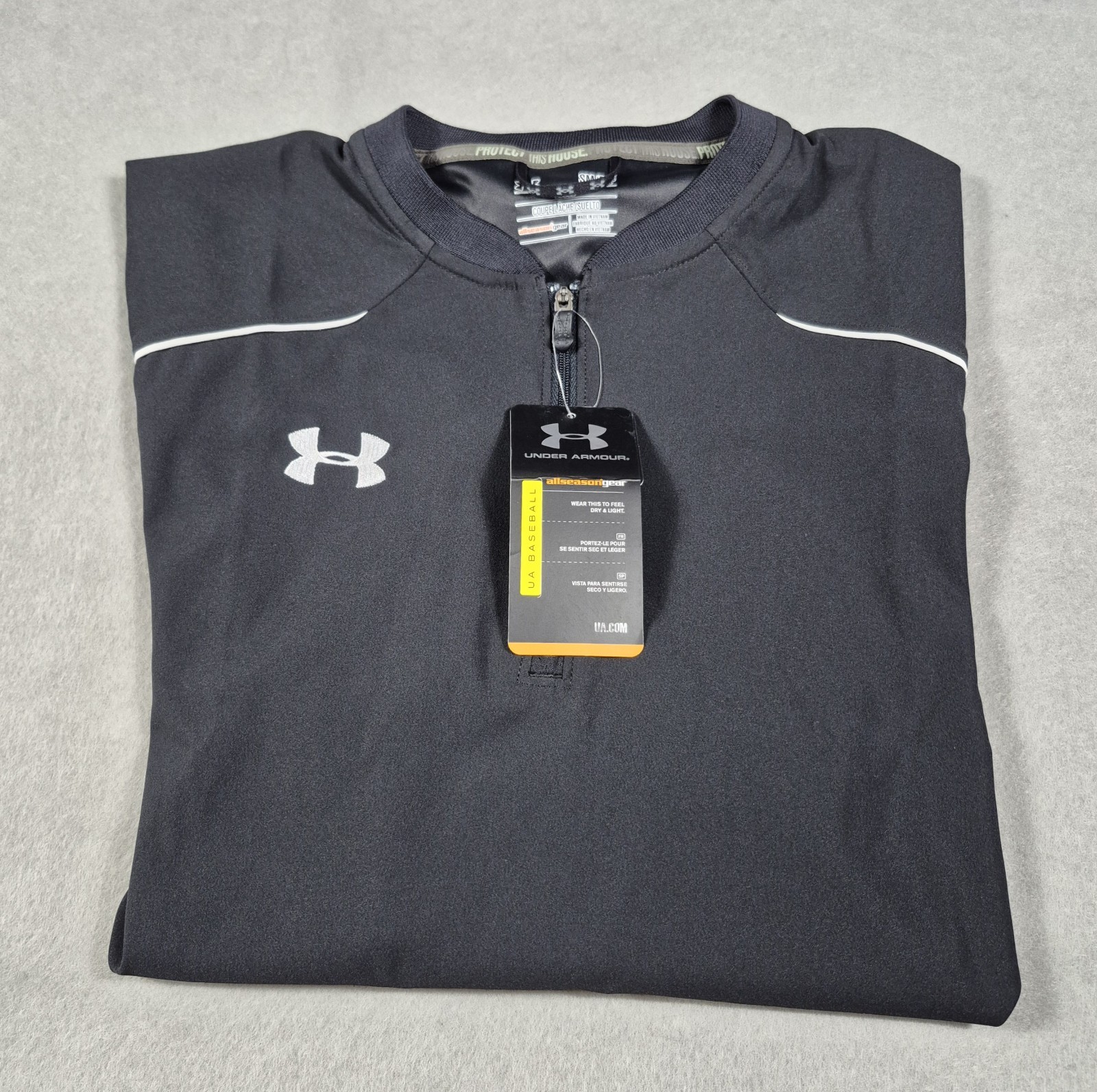 Under Armour Mens Size Small Allseason 3/4 zip Black Short Sleeve Windshirt gallery