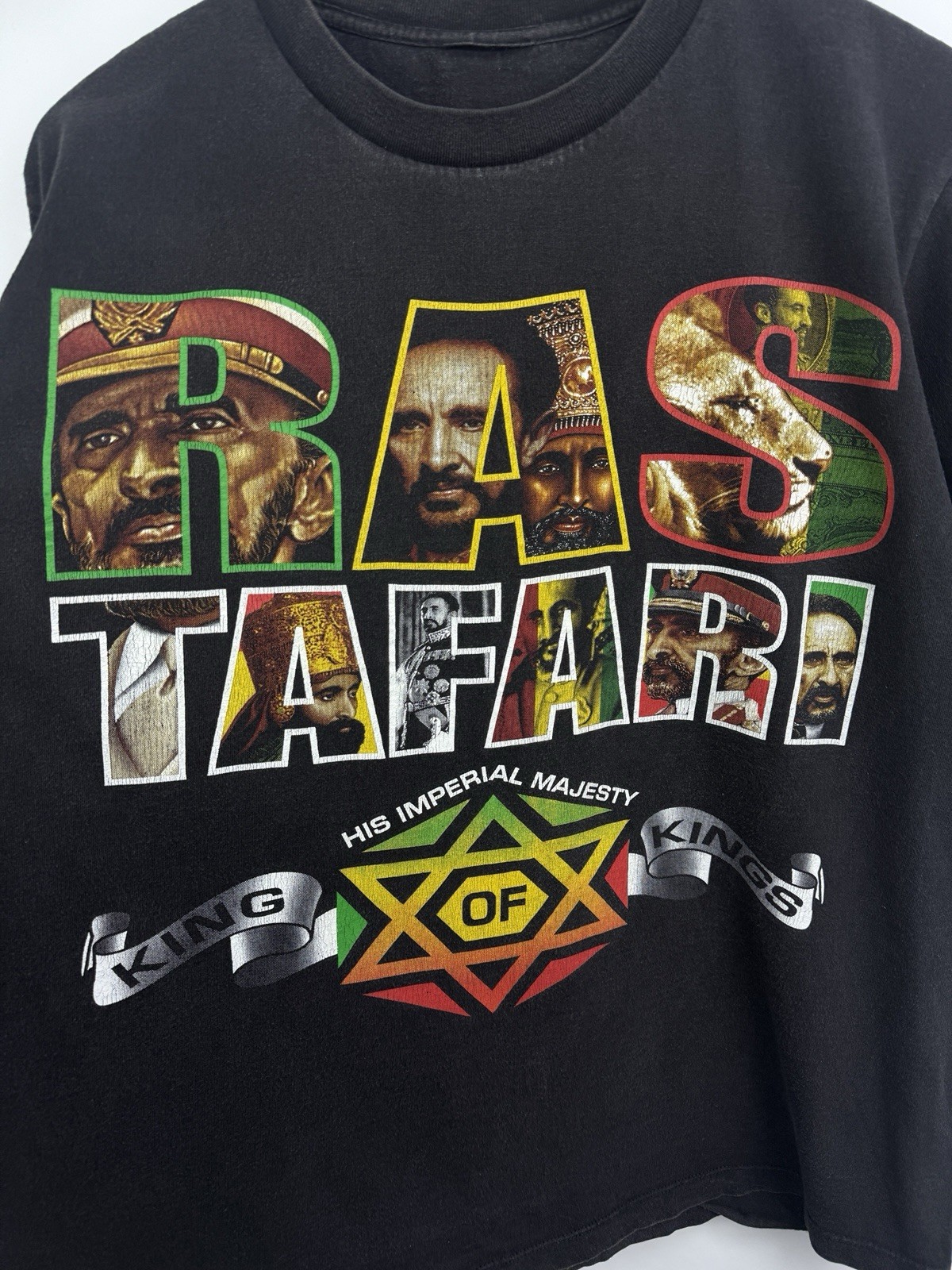 🇪🇹 Vintage 90s Haile Selassie RasTafari Emperor Ethiopia King Size L Color... gallery