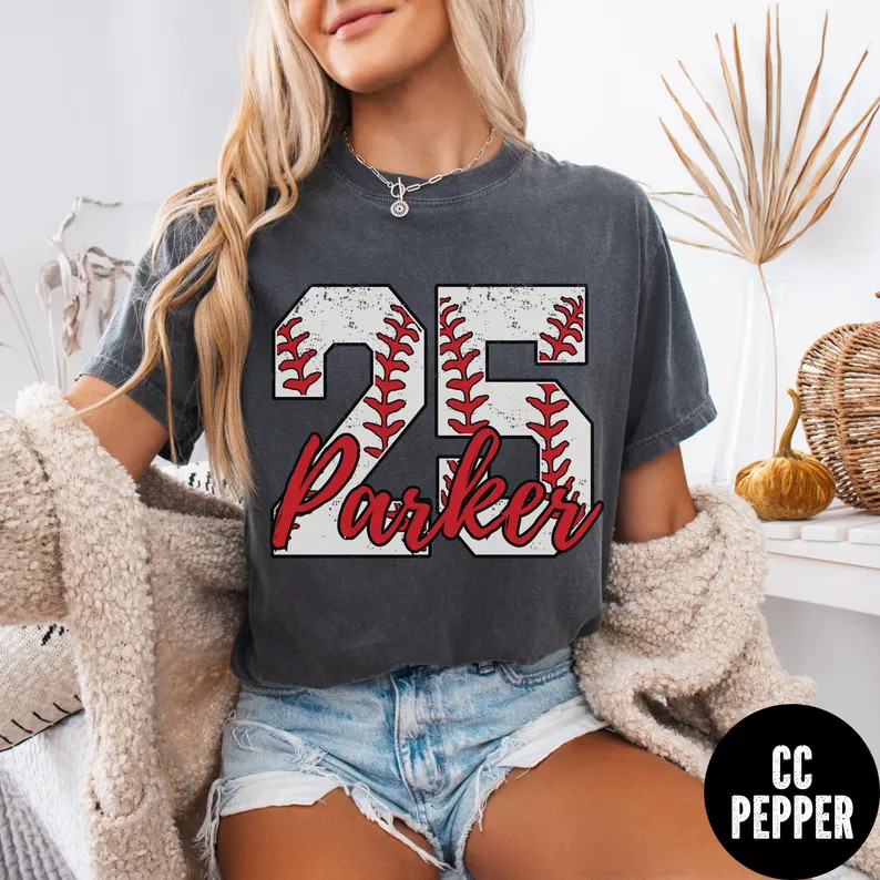 Custom Baseball Name Number Comfort Tee Personalized Gift