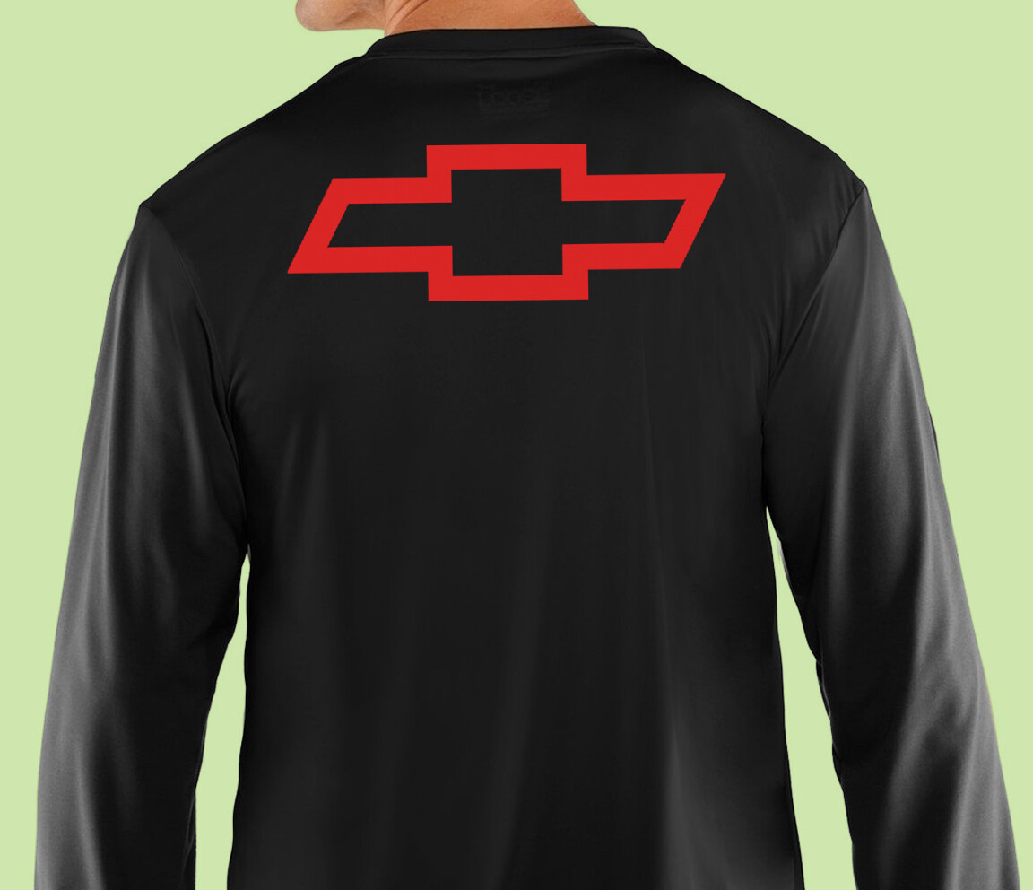 Long Sleeve Pocket T-Shirt, Cars, Trucks, Motor Sports, Bowtie,100%Cotton Black