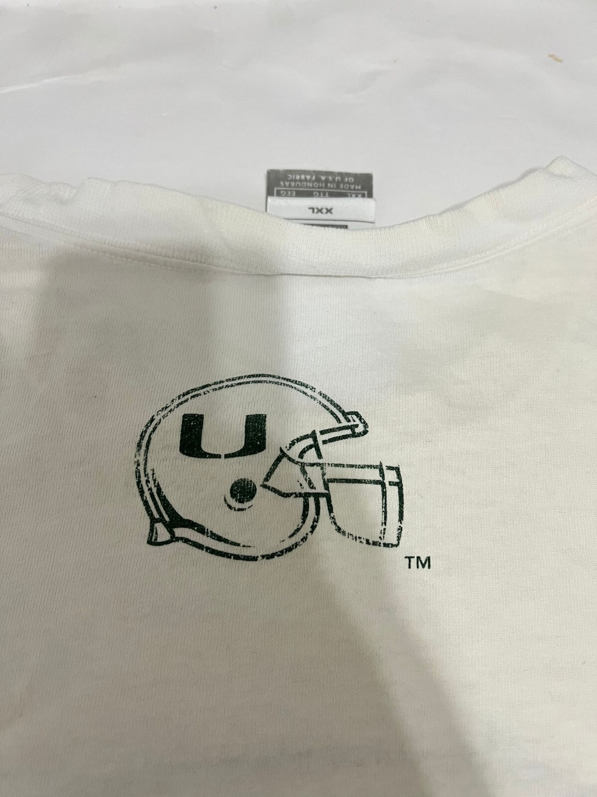 Vintage White Nike Team Tag Miami Hurricanes Double-sided T-Shirt Men's Size 2XL gallery