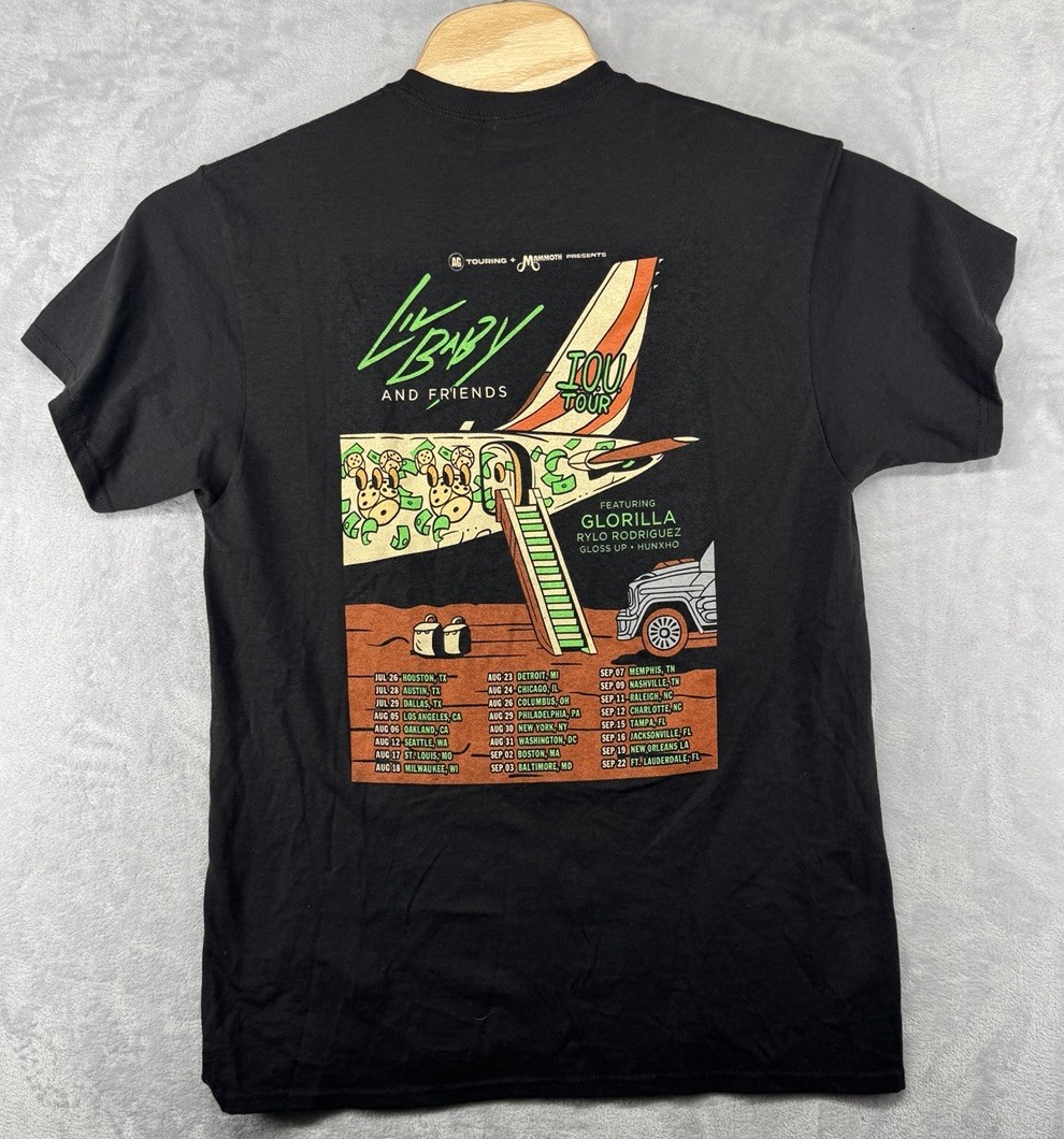 Delta Pro Weight Lil Baby & Friends IOU Tour Graphic T-Shirt Black Size L 21x29 gallery