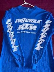 Vintage Pro-Cycle KTM Specialists Blue Long Sleeve Shirt XL motocross rare ahrma