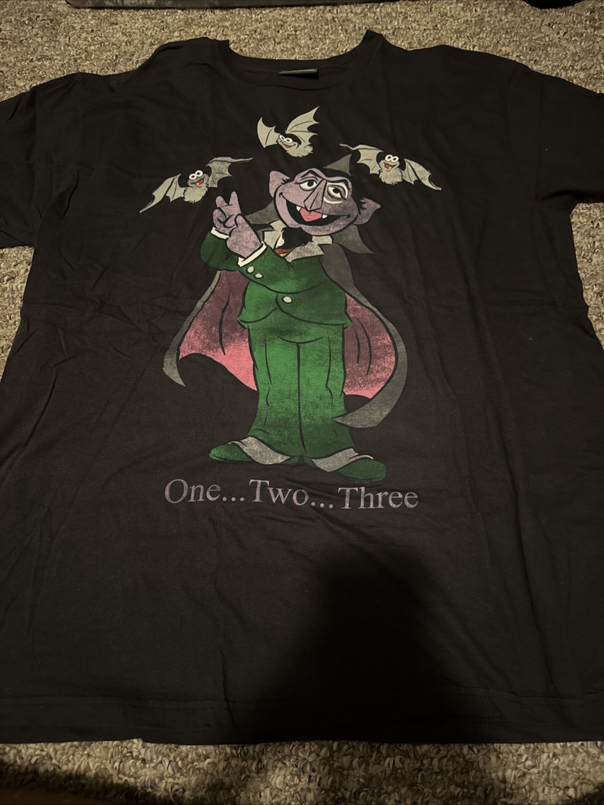 Sesame Street PBS Adult 2XL XXL Shirt Count Von Count One Two Bats Sea World NEW