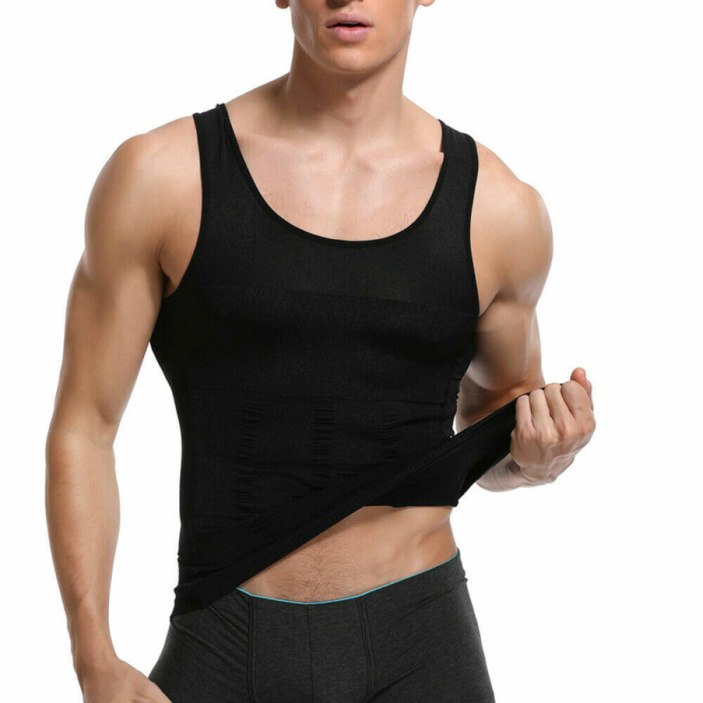 Men's Shaper Cooling T-Shirt Compression Tummy Vest Underwear Slimming Tank Tops gallery