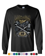 Mechanics Backbone of America Long Sleeve T-Shirt Engine Repair Blue Collar Tee