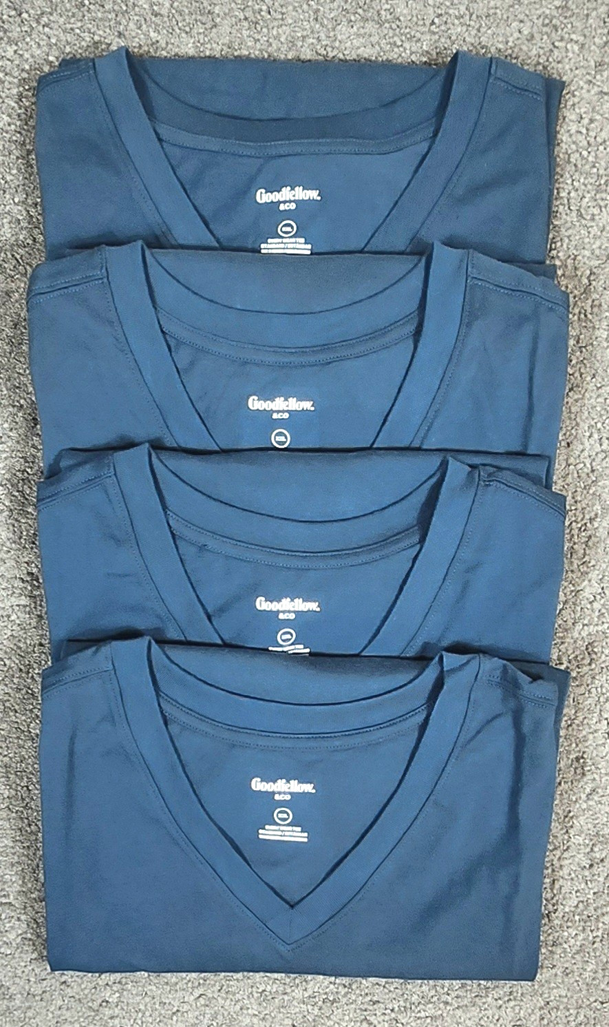 Men’s V Neck T Shirts 2XL Thunderbolt Blue “4 PACK” Goodfellow Short Sleeve