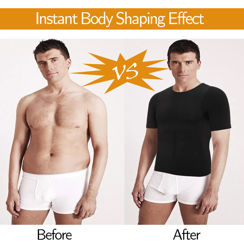Men's Slimming T-shirt Weight Loss Body Shaper Tank Tops Chest Compression Shirt gallery