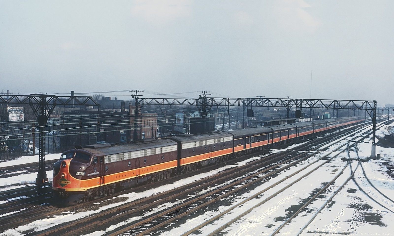 IC E9A 4036 with Train 1, The City of New Orleans at Chicago 1964 11 x 14 Photo
