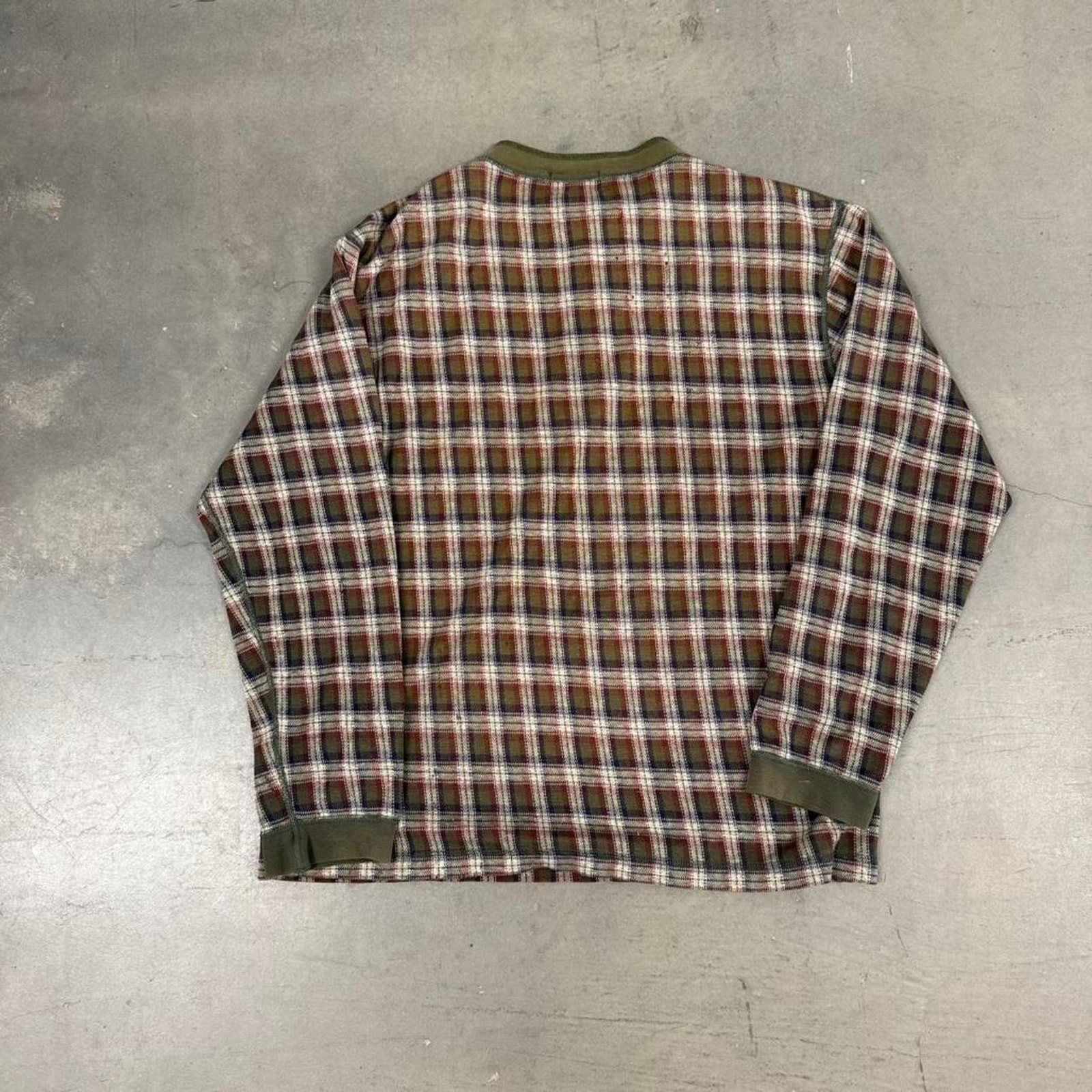 Vintage L.L Bean Plaid Henley Long Sleeve Shirt Size L gallery