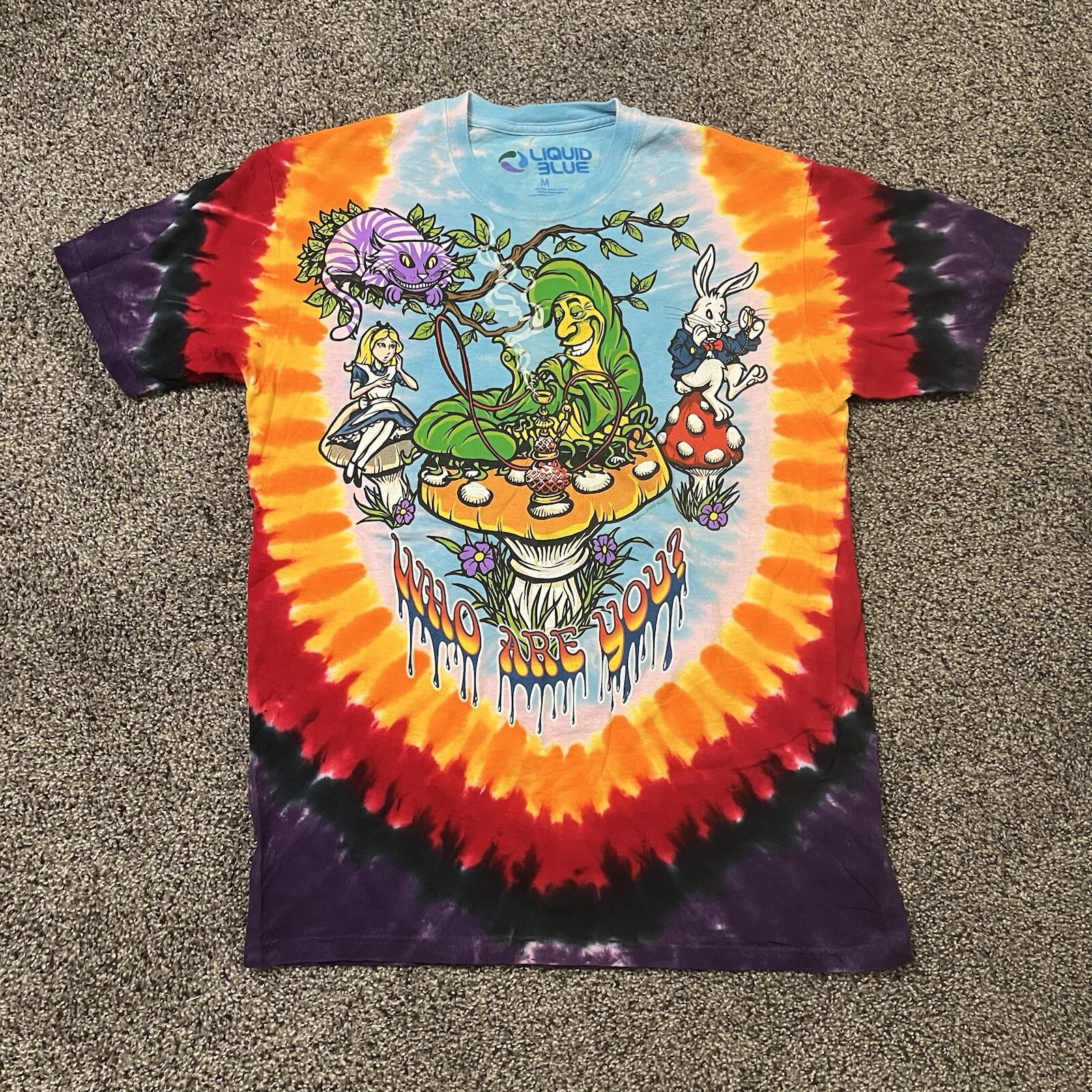 Liquid Blue 2014 Men T Shirt Alice In Wonderland We're All Mad Here Tie Dye Sz M gallery