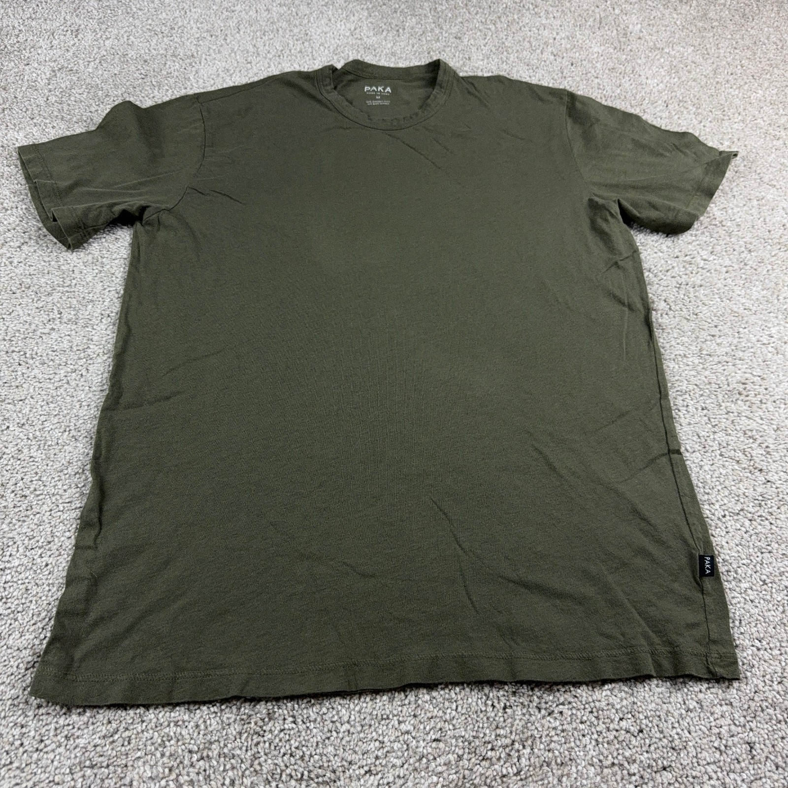 Paka Shirt Mens Medium Green Baby Alpaca Wool Blend Crew Neck Short Sleeve gallery