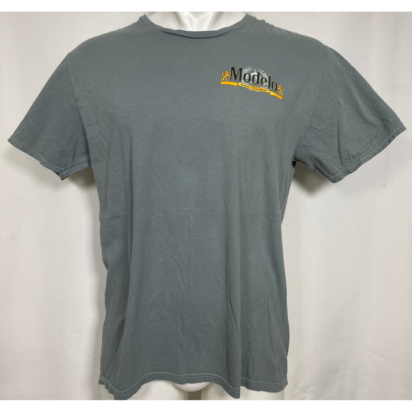 Modelo Beer 1925 Fighting Spirit Gray Cotton T-Shirt Men's LARGE gallery