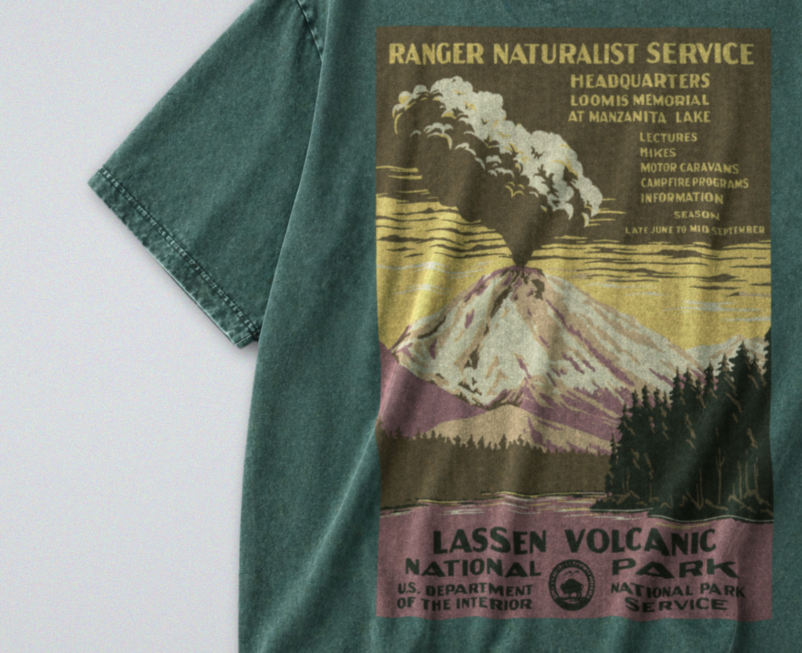 100% Cotton Tee - Unisex Retro Oversized Fit - Lassen Volcanic Park Print gallery
