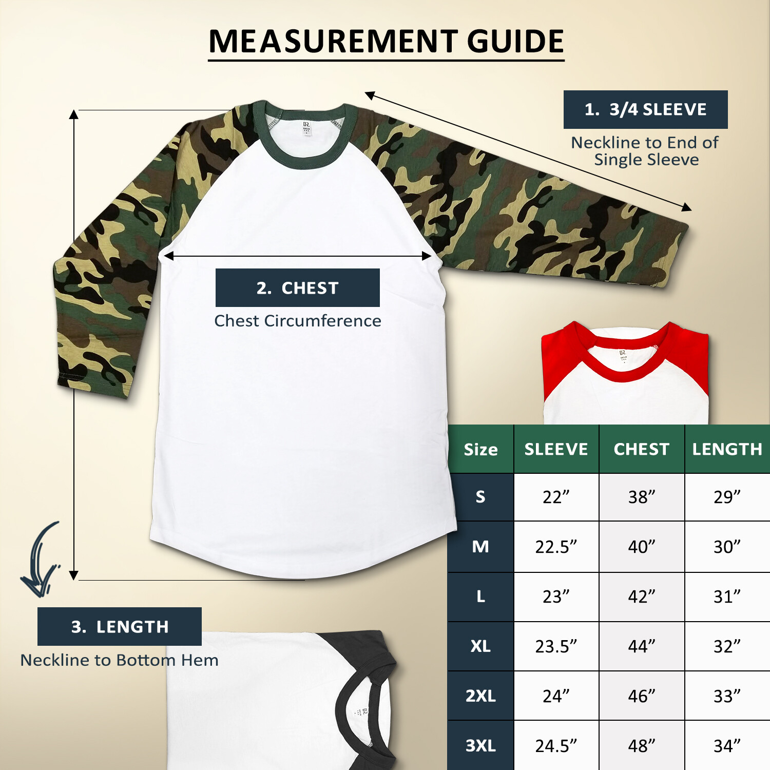 Dream USA Men's Casual 3/4 Sleeve Baseball Tshirt Raglan Jersey Shirt gallery