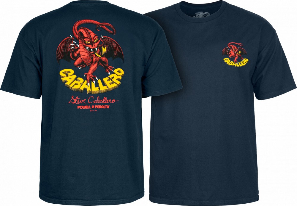Powell Peralta Steve Caballero RED DRAGON II Skateboard T Shirt NAVY