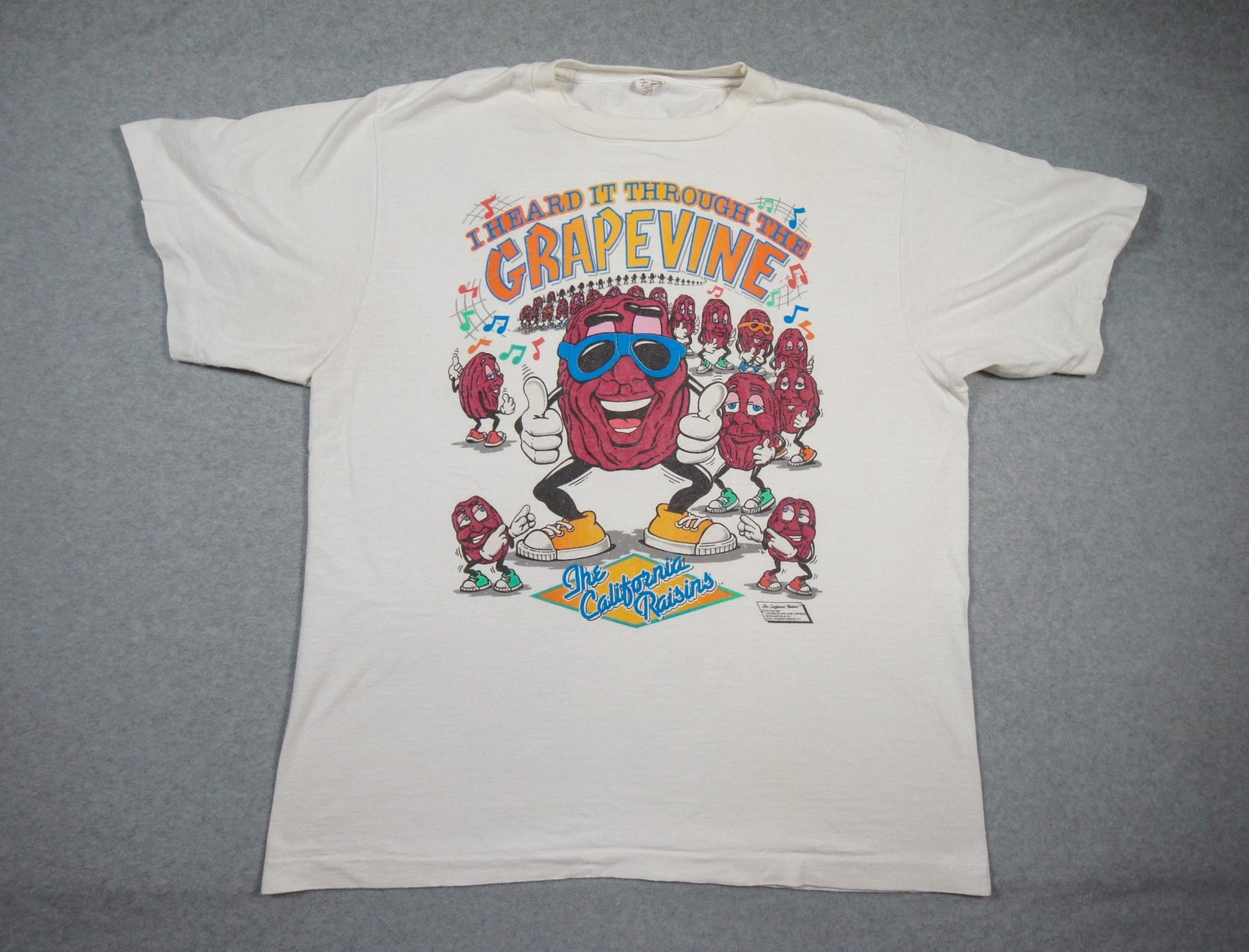 Vintage California Raisins Shirt Mens XLarge White Graphic Tee Grapevine 80s