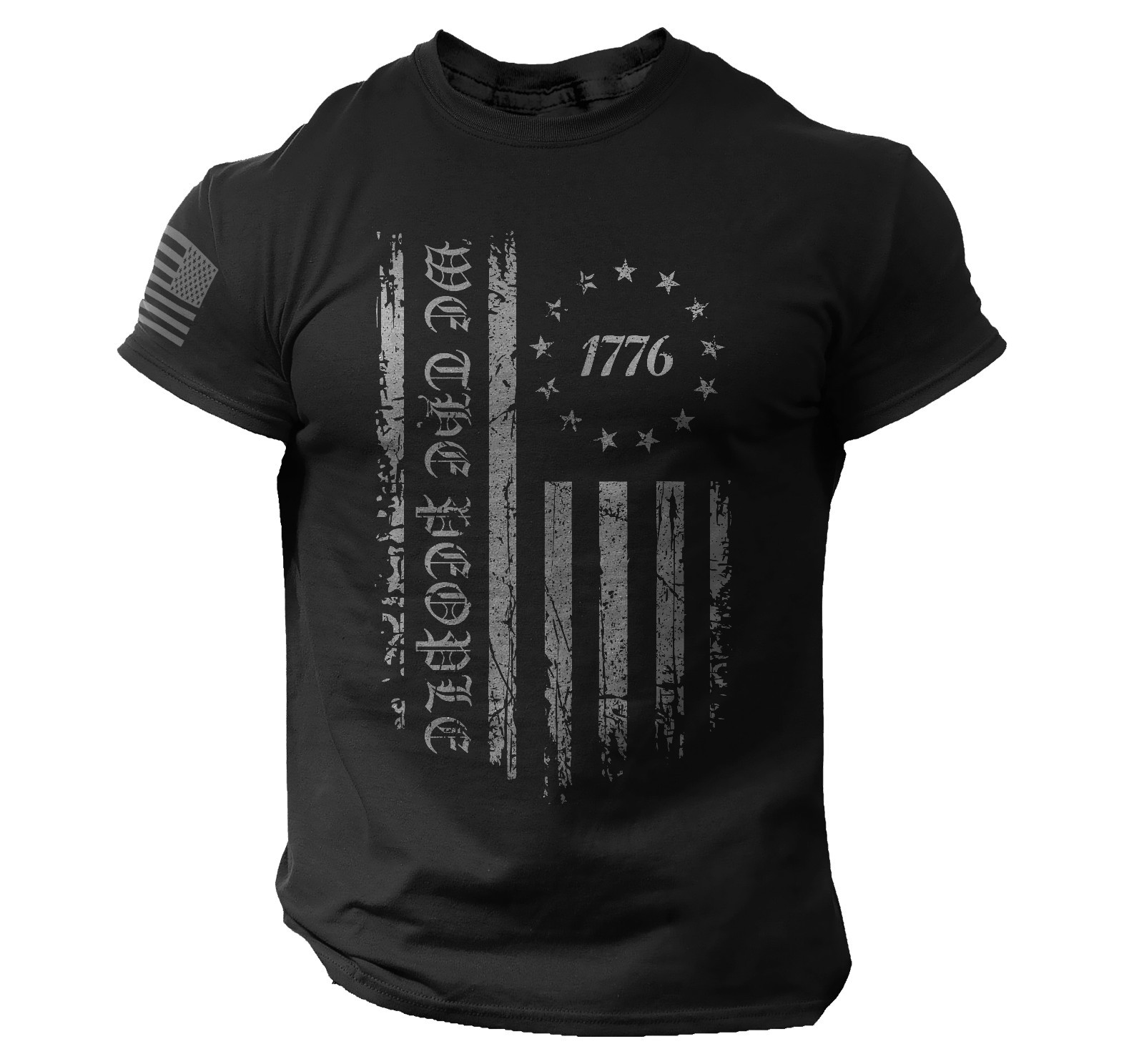 We The People 1776 T-Shirt – Black Distressed American Flag Tee Patriotic USA gallery