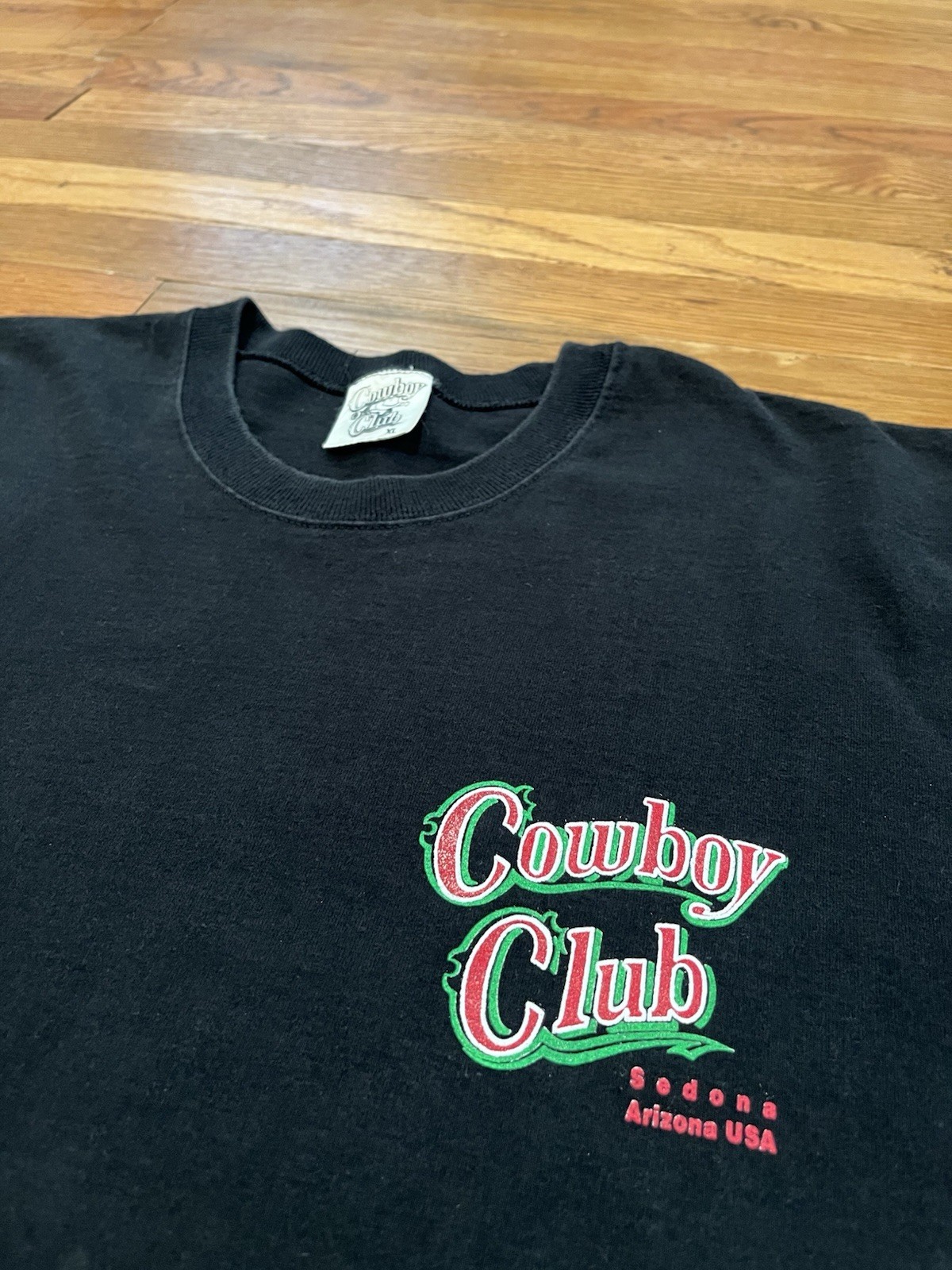 Y2K Cowboy Club Sedona AZ USA Double Sided Graphic T Shirt Men XL Made In USA gallery