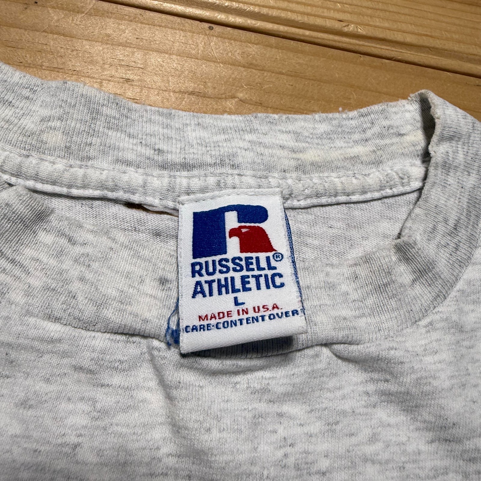 Vintage 90s Russell Athletic Big Logo Sportswear Graphic Heather Shirt USA Large gallery