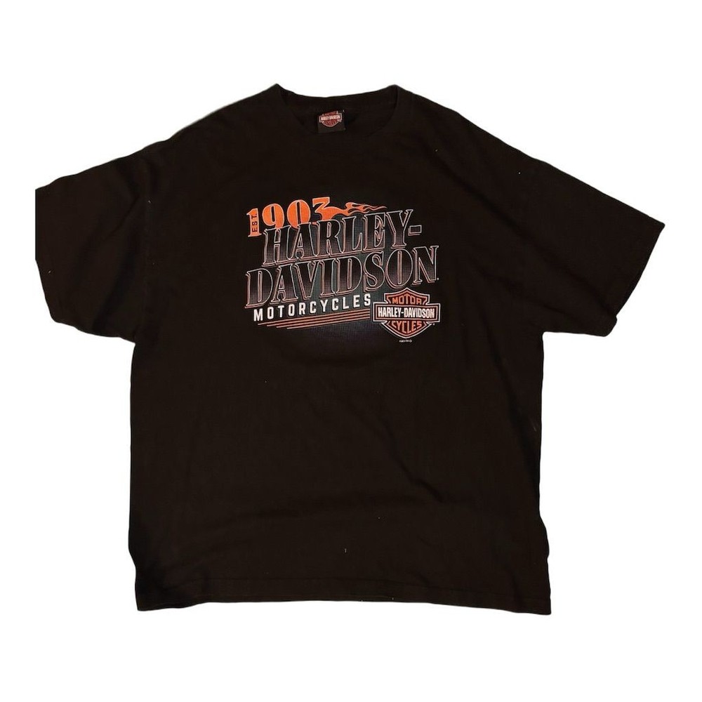 Harley-Davidson Sioux Falls 1903 USA Logo Tee Black 2XL Vintage Biker Shirt Y2K