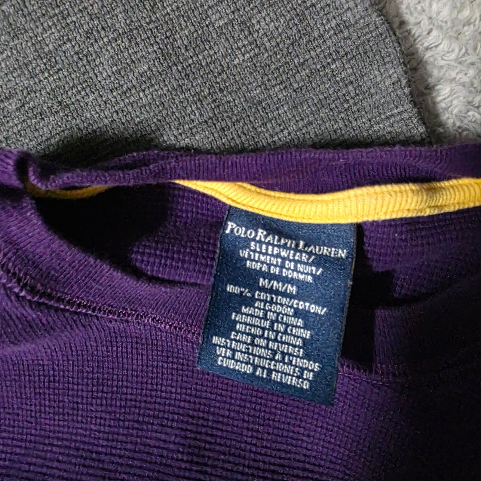Polo Ralph Lauren Mens M/L Thermal Shirt Bundle Purple Gray Charcoal Waffle Knit gallery