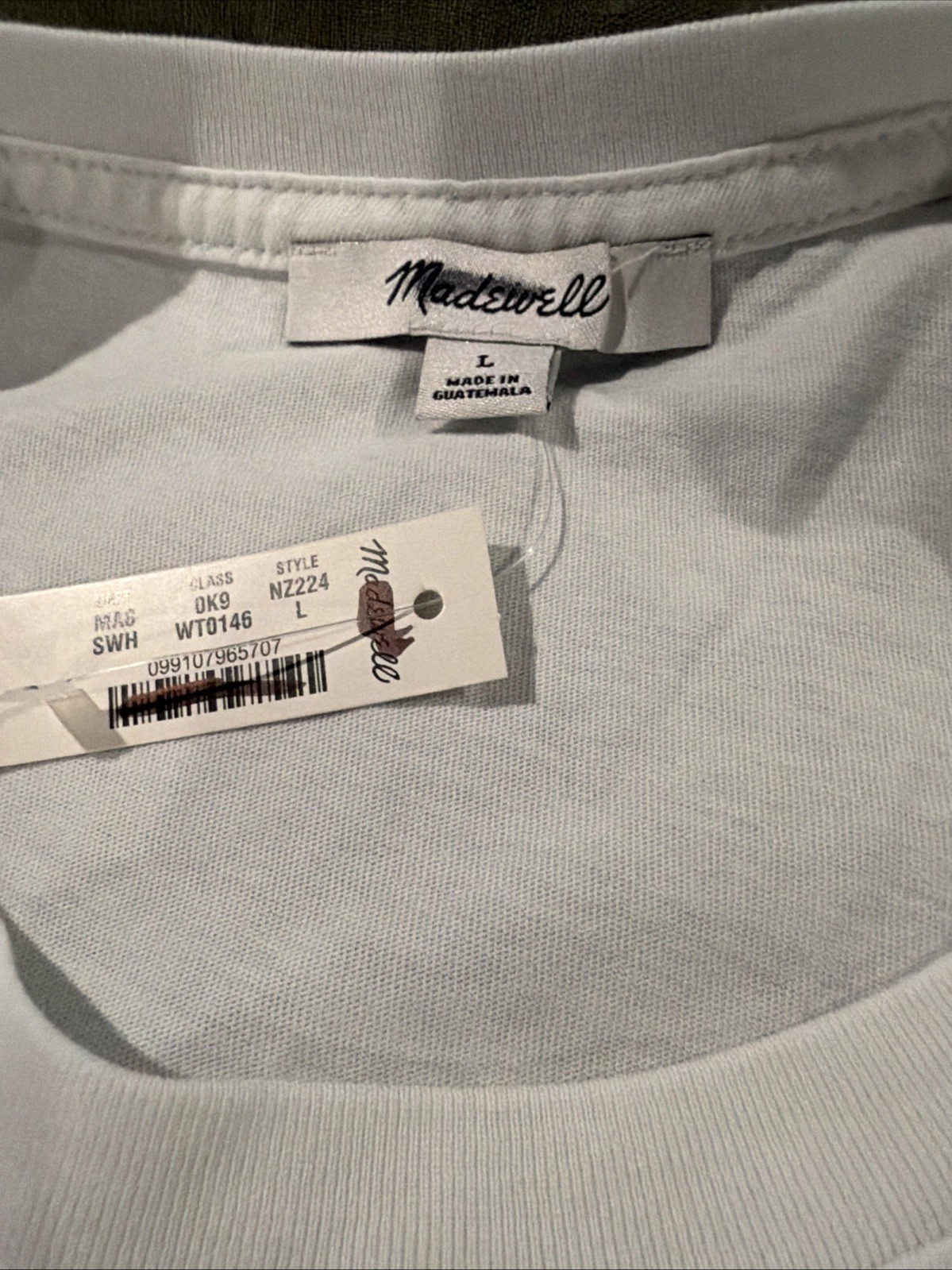 NWT Lot Of 2 Madewell Vintage Tee Mens Large Solid White Shirts $90 Retail NS724 gallery