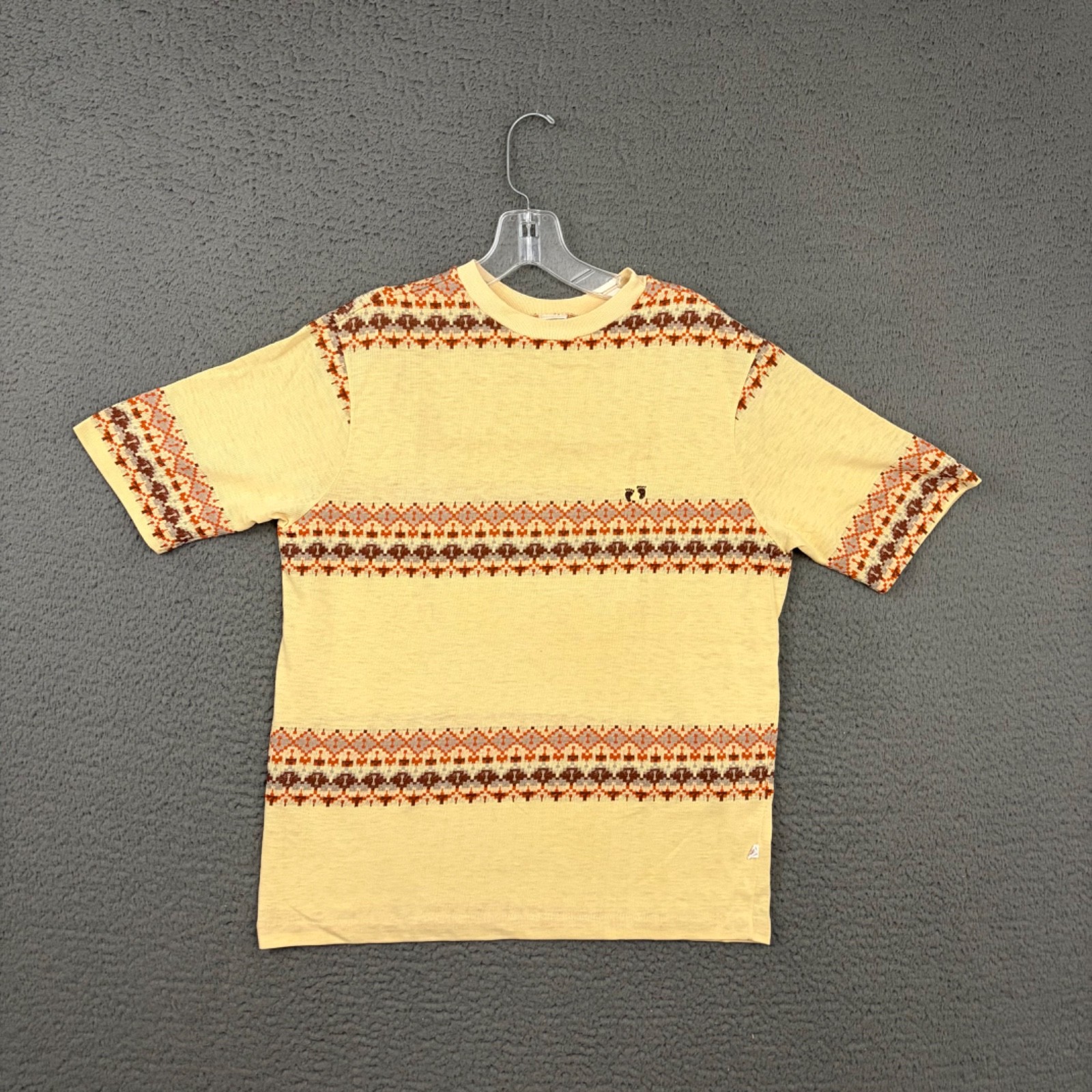 70s Hang Ten T-Shirt Mens Medium Multicolor Striped Surf Skate Embroidered Feet gallery