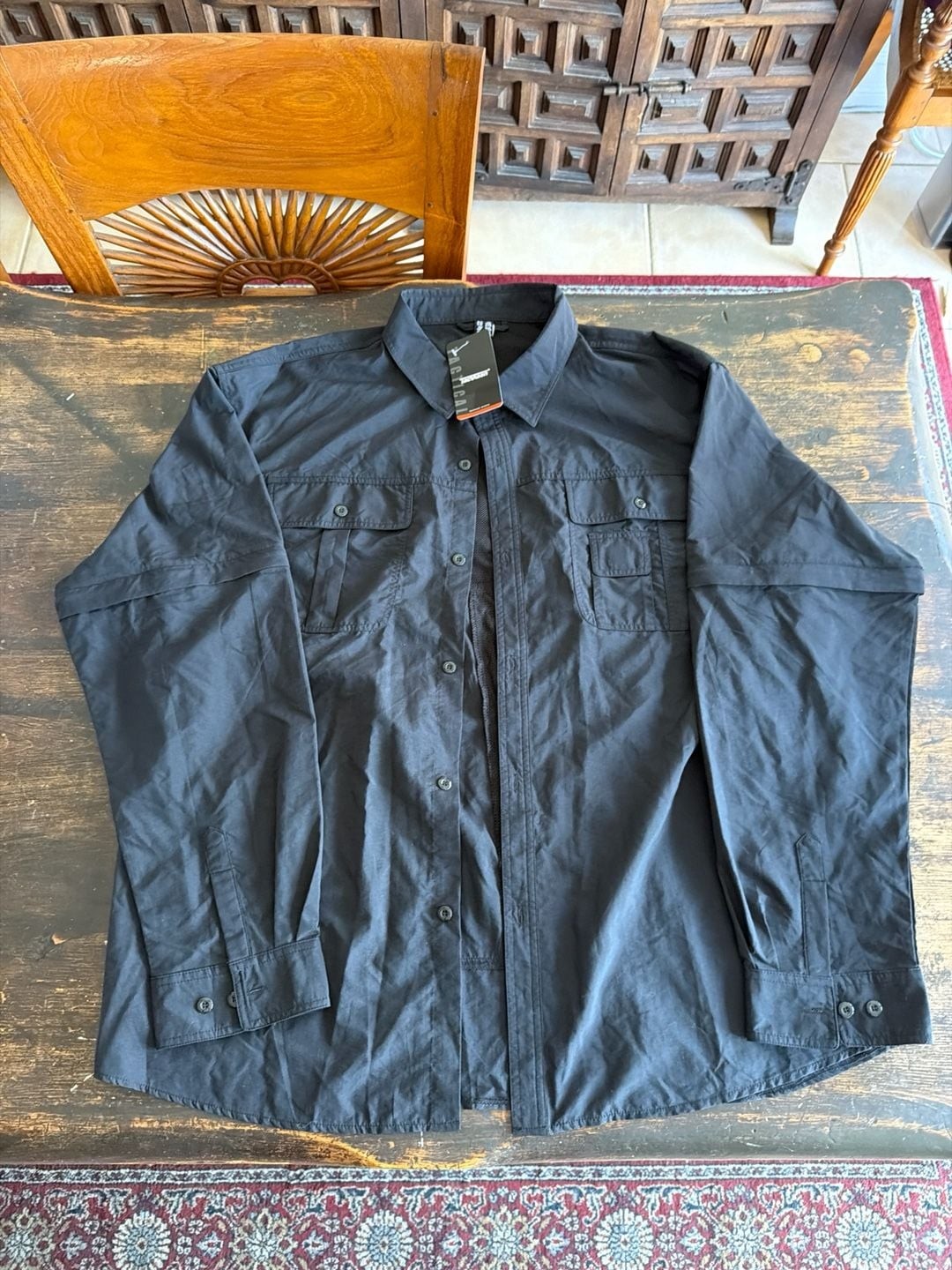 TacVasen Men’s Tactical Long Sleeve Quick Dry Cargo Work Shirt Black Size XL