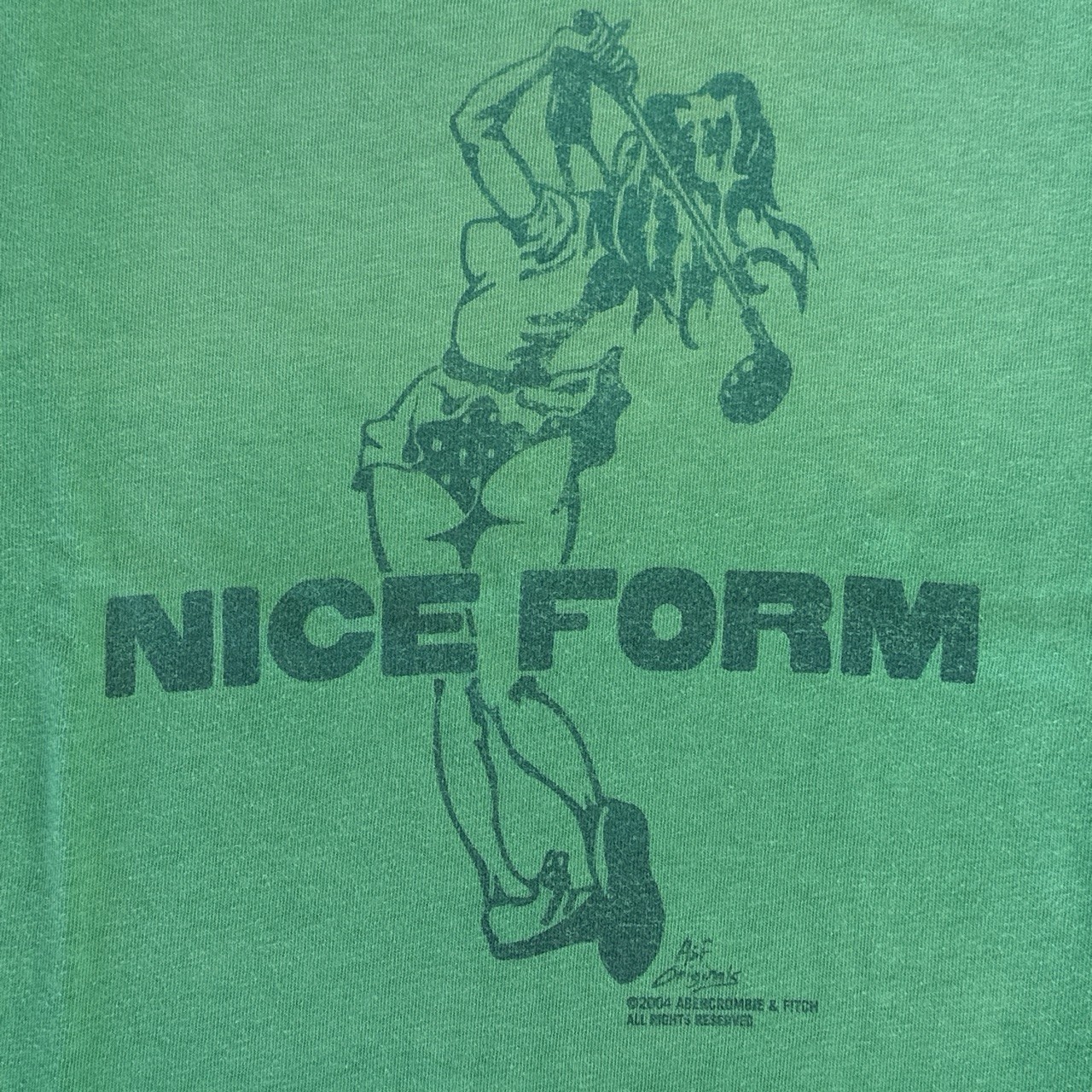 Abercrombie & Fitch Muscle Fit Green Crew Neck Short Sleeve Cotton Graphic Tee M gallery