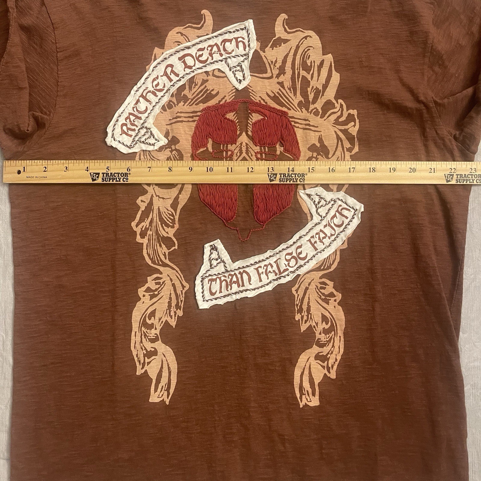 UK Toxic Fish Y2K Shirt Embroidered Rather Death Than False Faith Mens 3XL gallery