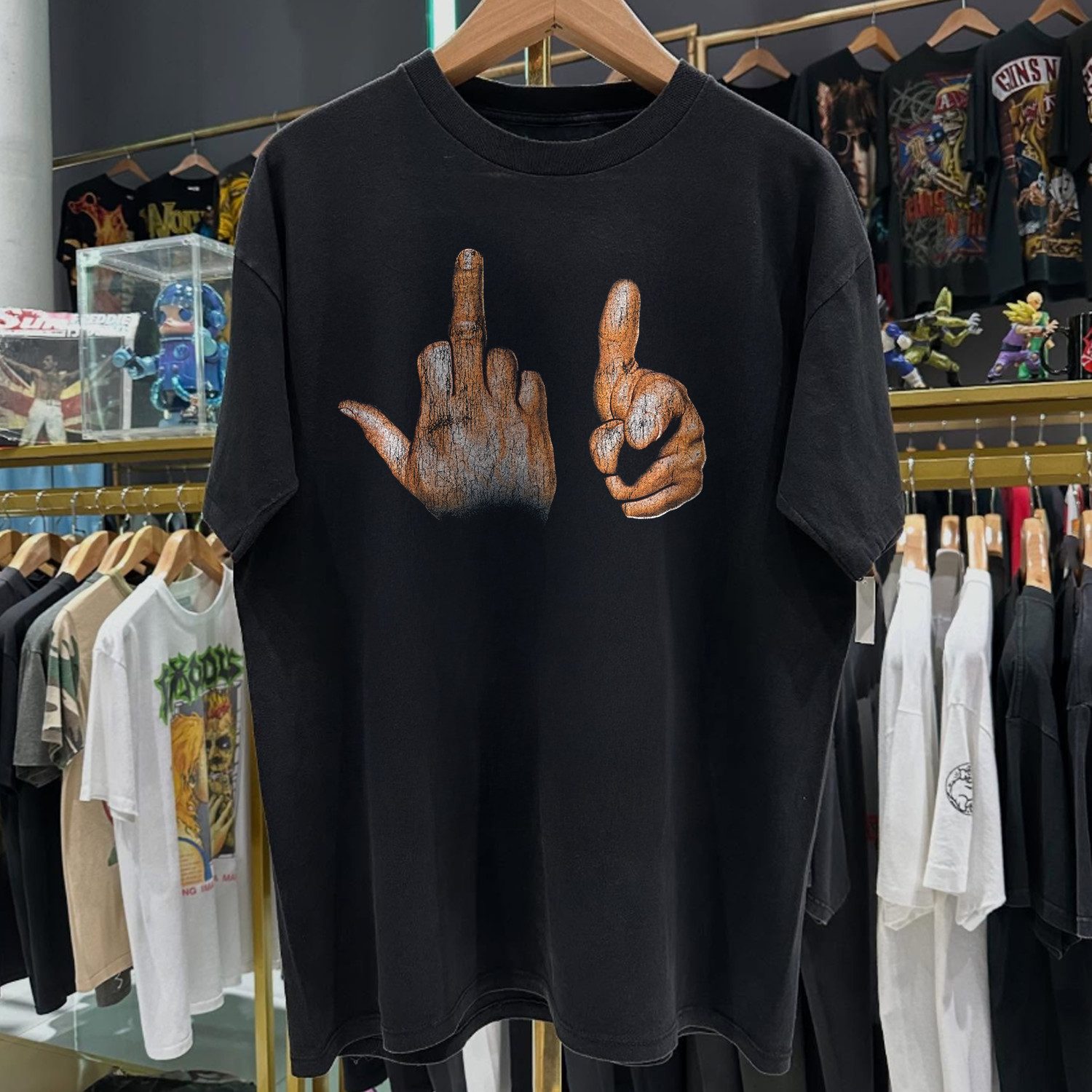 90s Two-Finger Salute Classic T-Shirt Black XL gallery