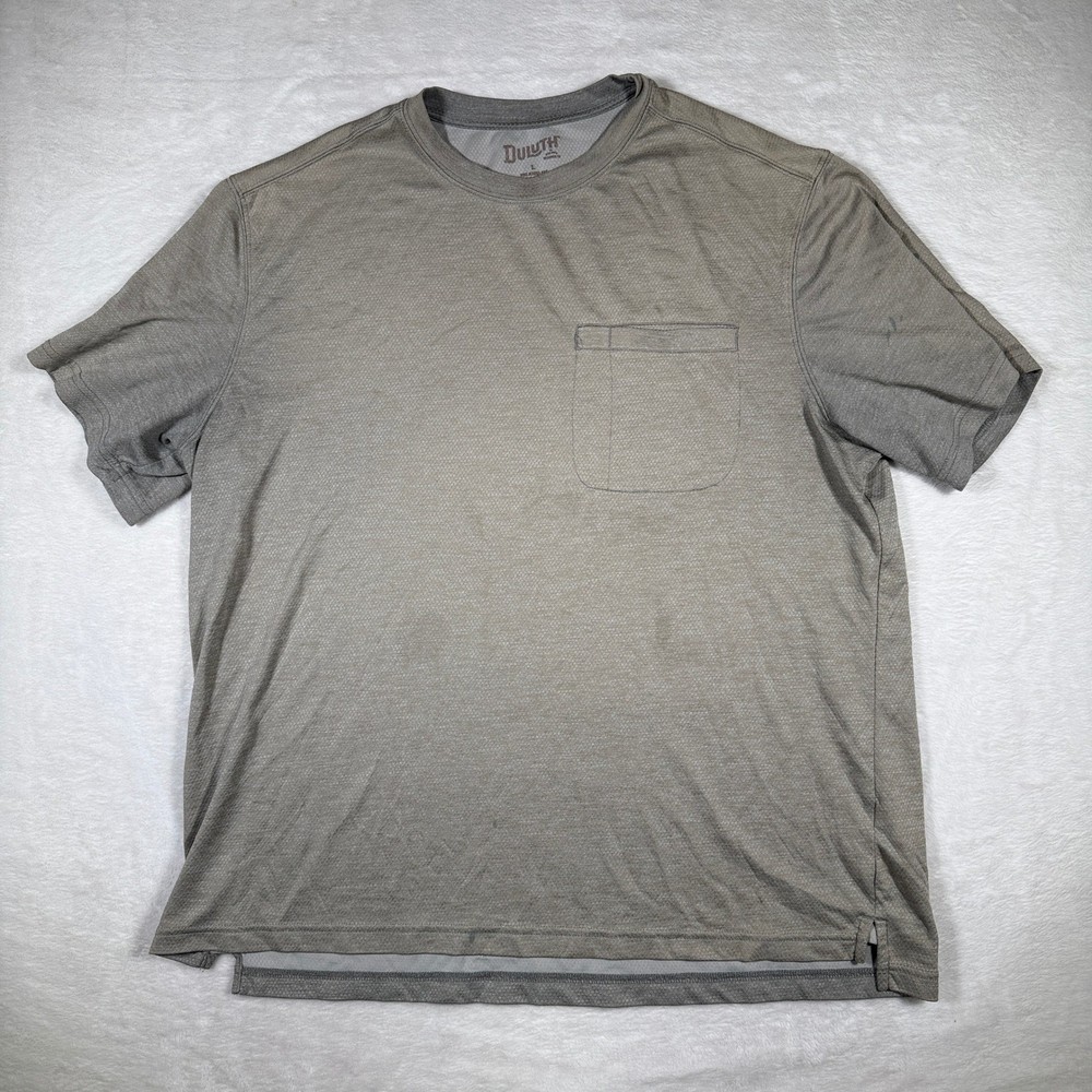 Duluth Trading Company Mens Relaxed Fit Crew Neck Pocket T Shirt Size Large Gray