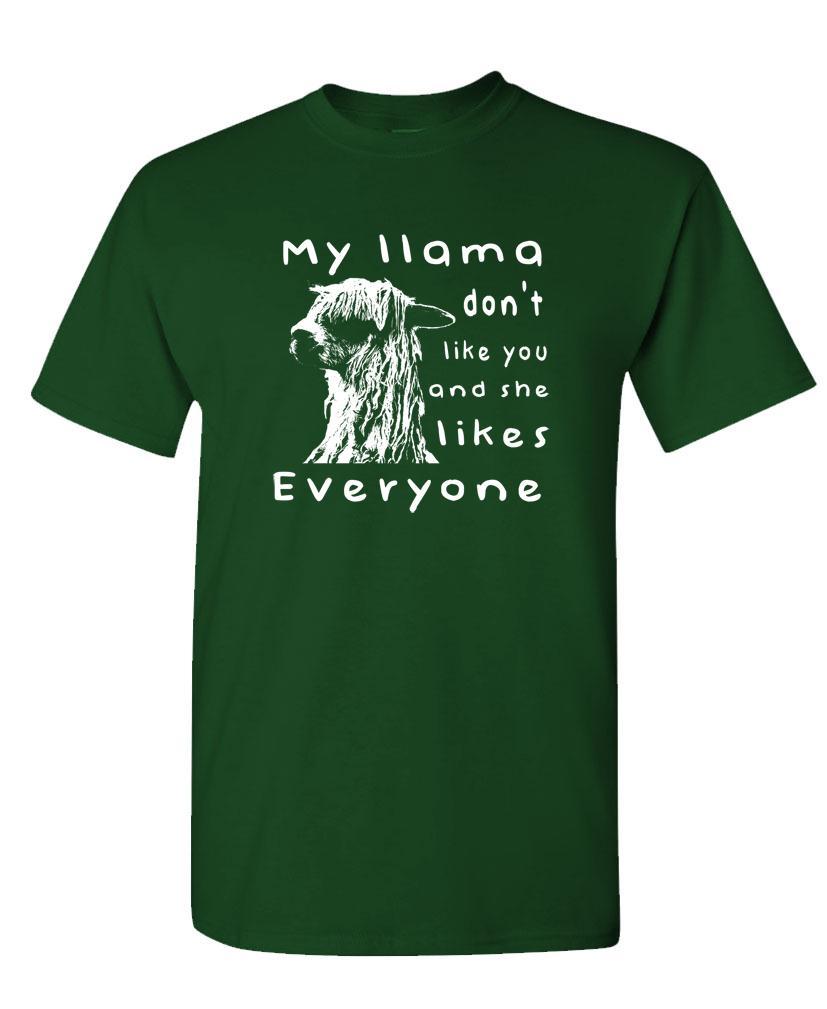 MY LLAMA DOESN'T LIKE YOU - Unisex Cotton T-Shirt Tee Shirt gallery