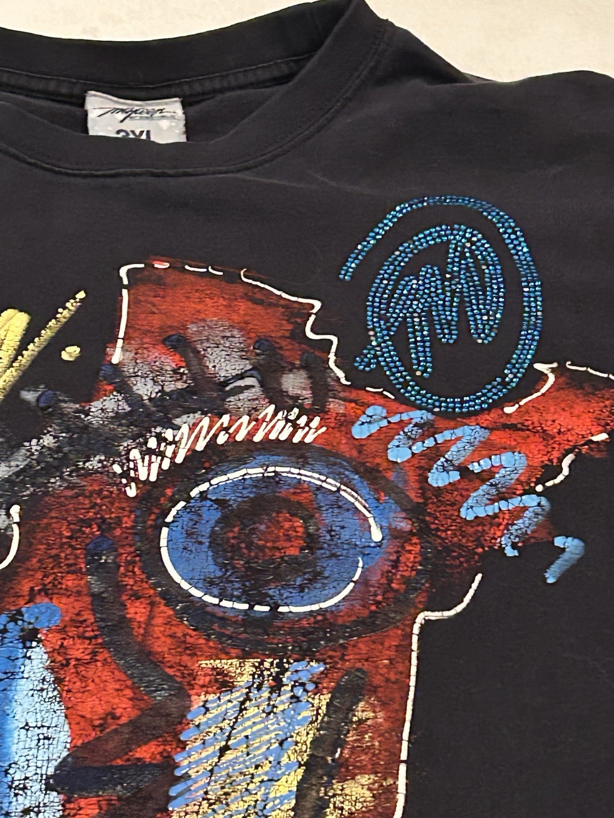 Vintage Y2K Miskeen Originals Men's 3XL Black Hand Painted Shirt Skate Hip Hop gallery