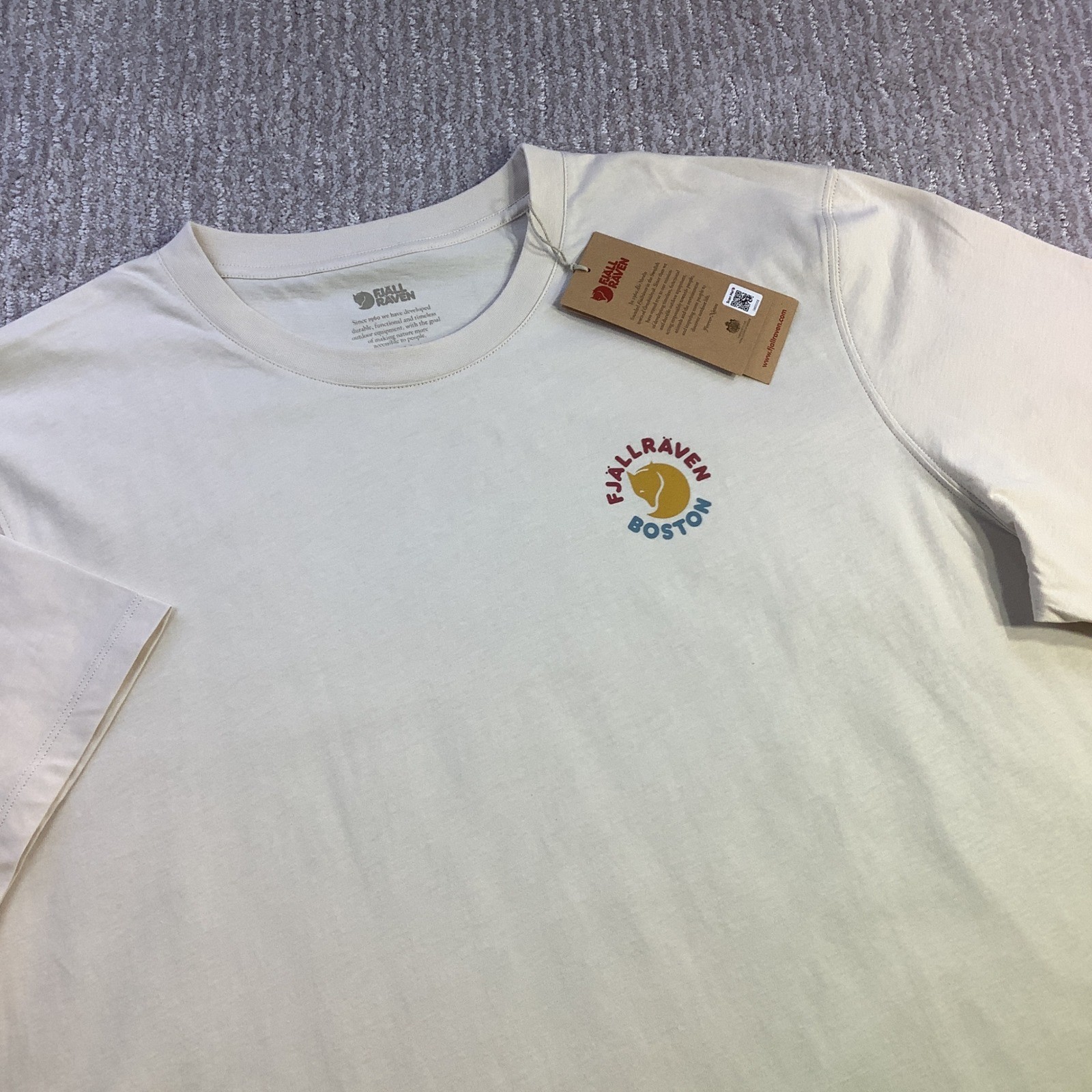 Fjallraven Kanken T-shirt Boston Chalk White Organic Cotton Unisex Size XXL NWT