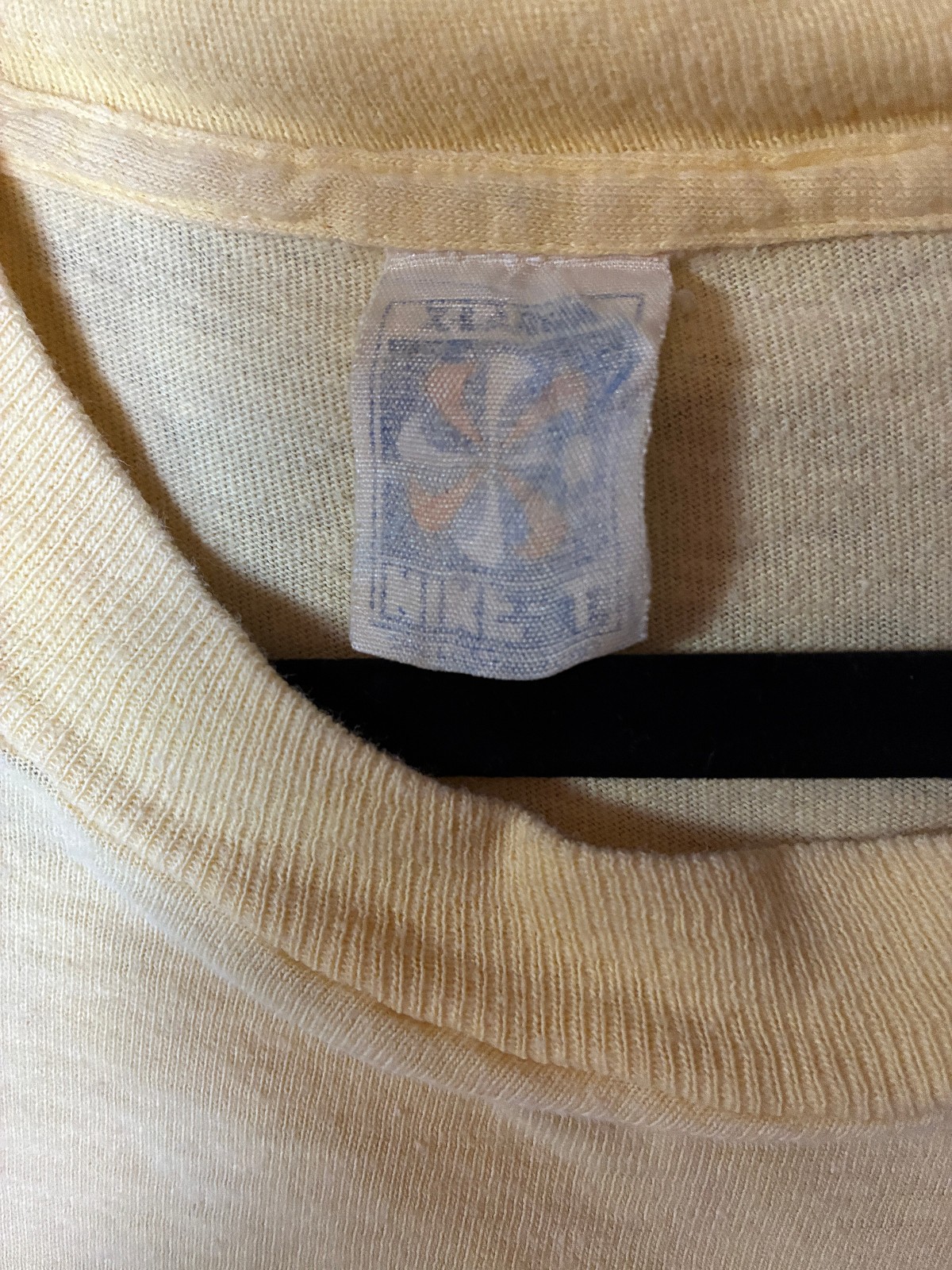 RARE True Vintage Nike 1970's "Pinwheel Tag" T-Shirt Yellow XL Made in USA Faded gallery